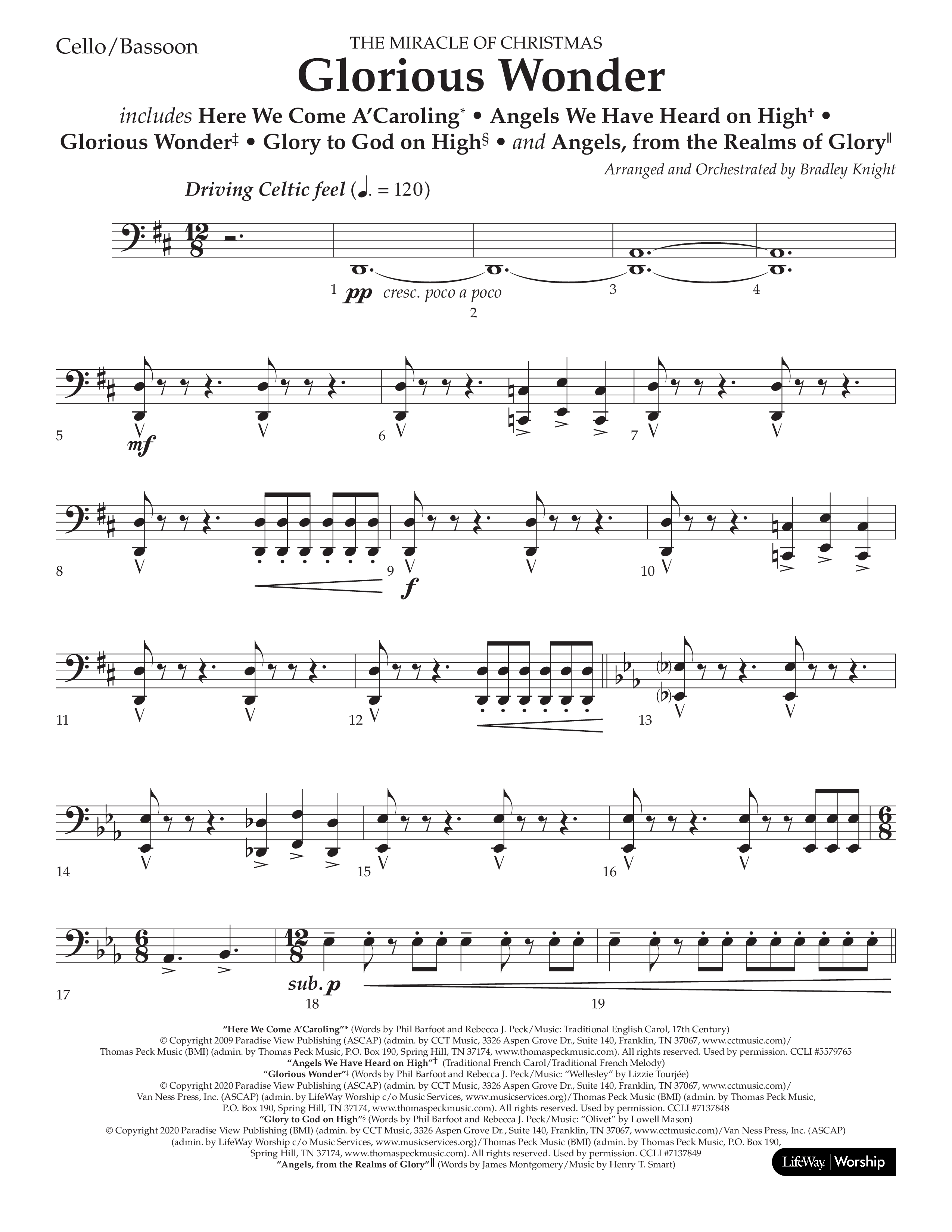 Glorious Wonder (Choral Anthem SATB) Cello (Lifeway Choral / Arr. Bradley Knight)