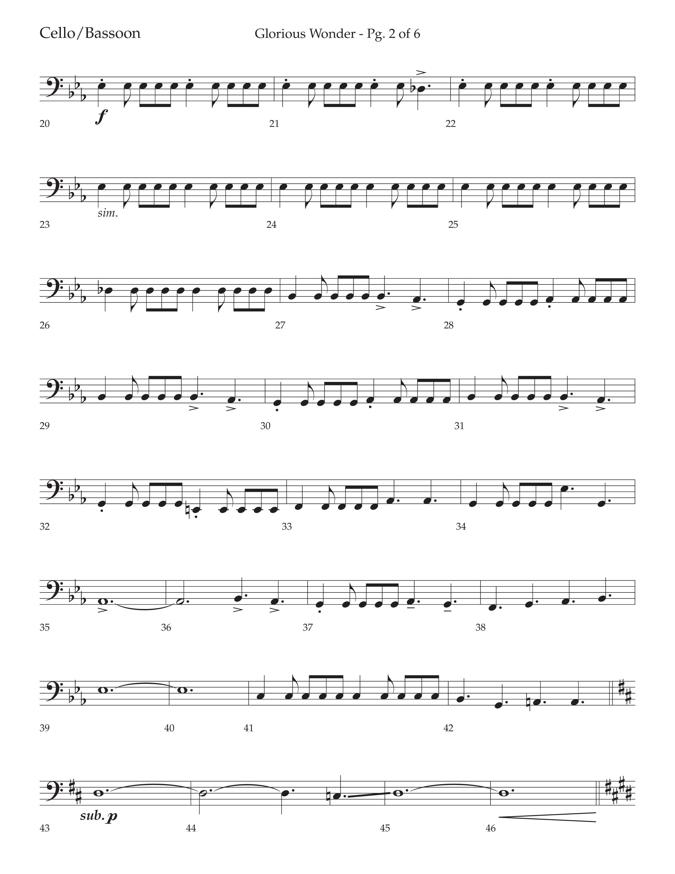 Glorious Wonder (Choral Anthem SATB) Cello (Lifeway Choral / Arr. Bradley Knight)