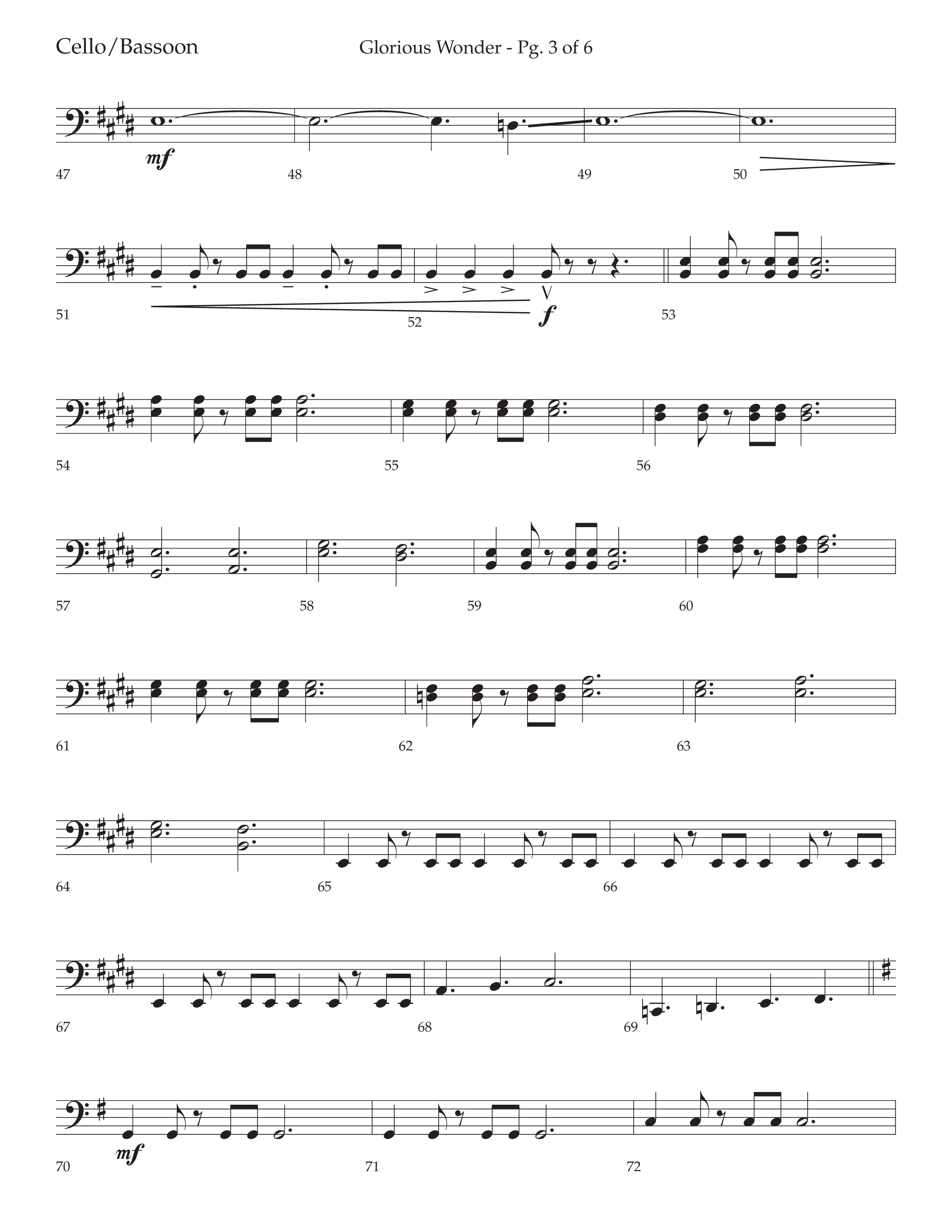 Glorious Wonder (Choral Anthem SATB) Cello (Lifeway Choral / Arr. Bradley Knight)