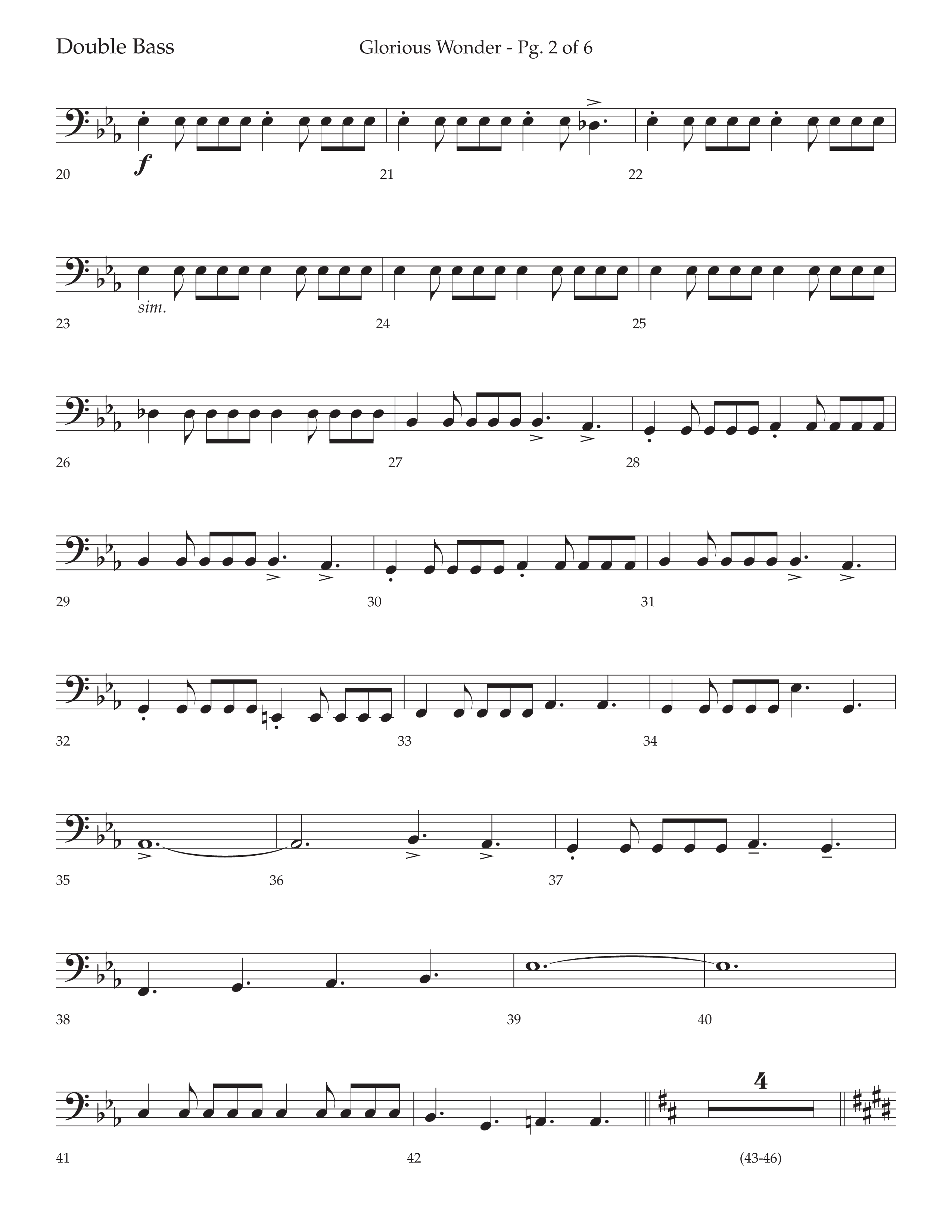 Glorious Wonder (Choral Anthem SATB) Double Bass (Lifeway Choral / Arr. Bradley Knight)