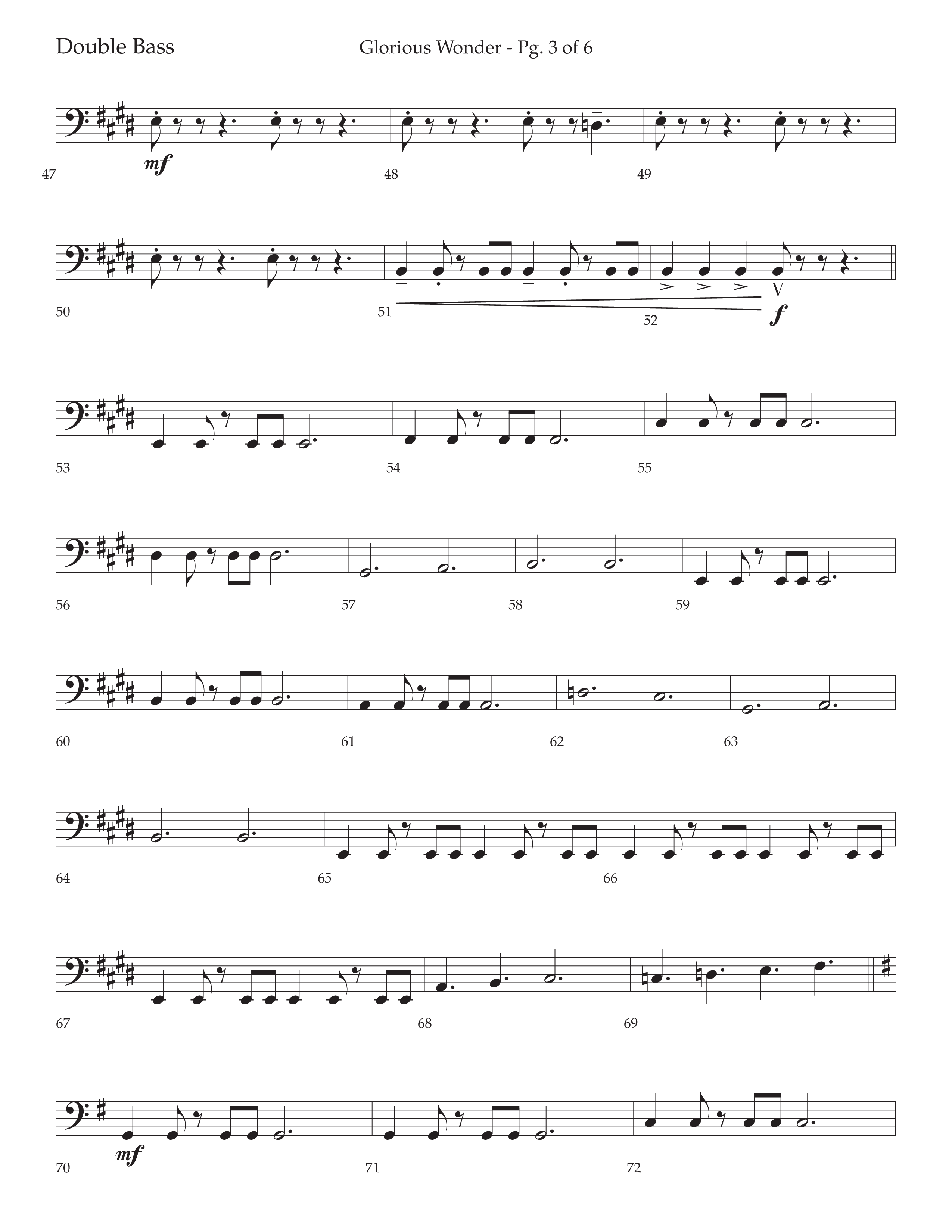 Glorious Wonder (Choral Anthem SATB) Double Bass (Lifeway Choral / Arr. Bradley Knight)