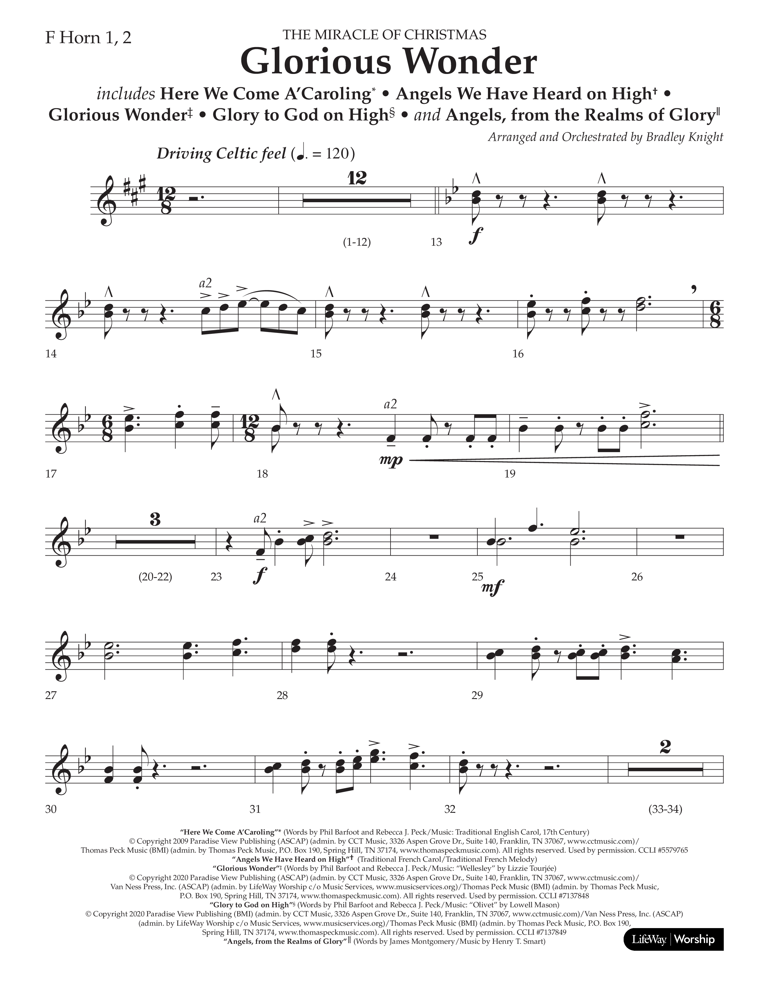 Glorious Wonder (Choral Anthem SATB) French Horn 1/2 (Lifeway Choral / Arr. Bradley Knight)