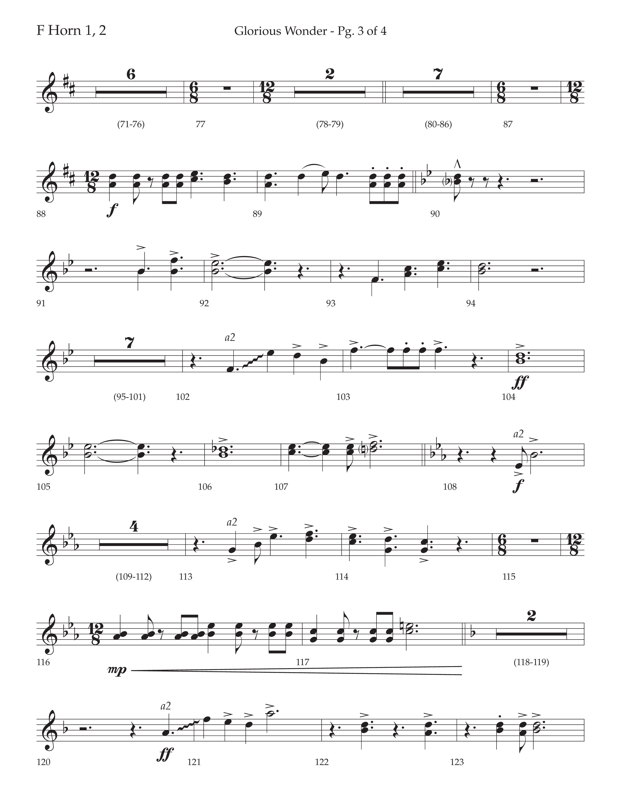 Glorious Wonder (Choral Anthem SATB) French Horn 1/2 (Lifeway Choral / Arr. Bradley Knight)
