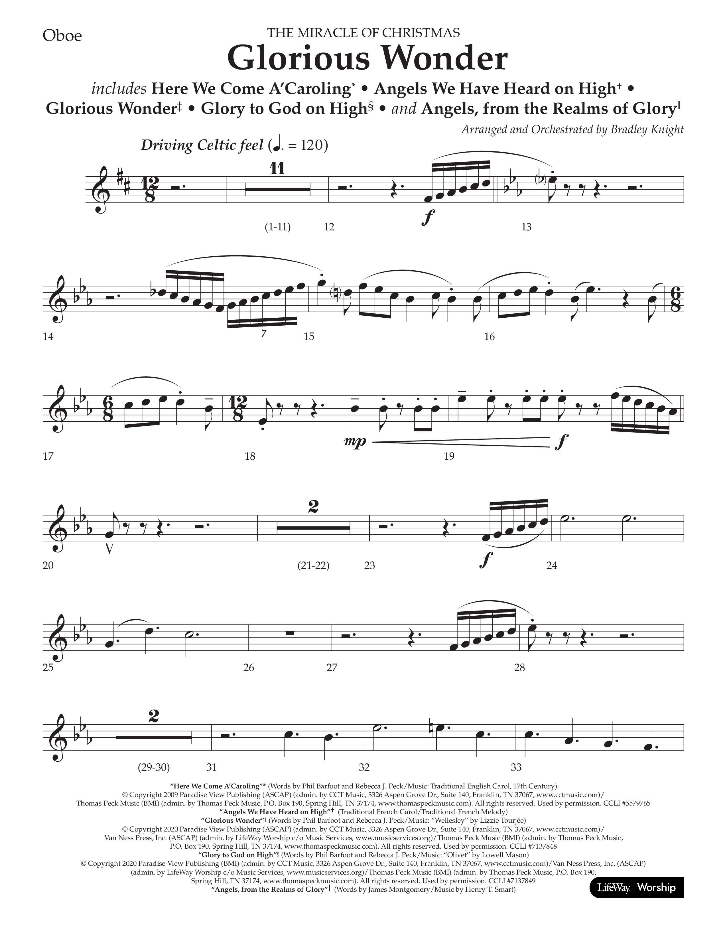 Glorious Wonder (Choral Anthem SATB) Oboe (Lifeway Choral / Arr. Bradley Knight)
