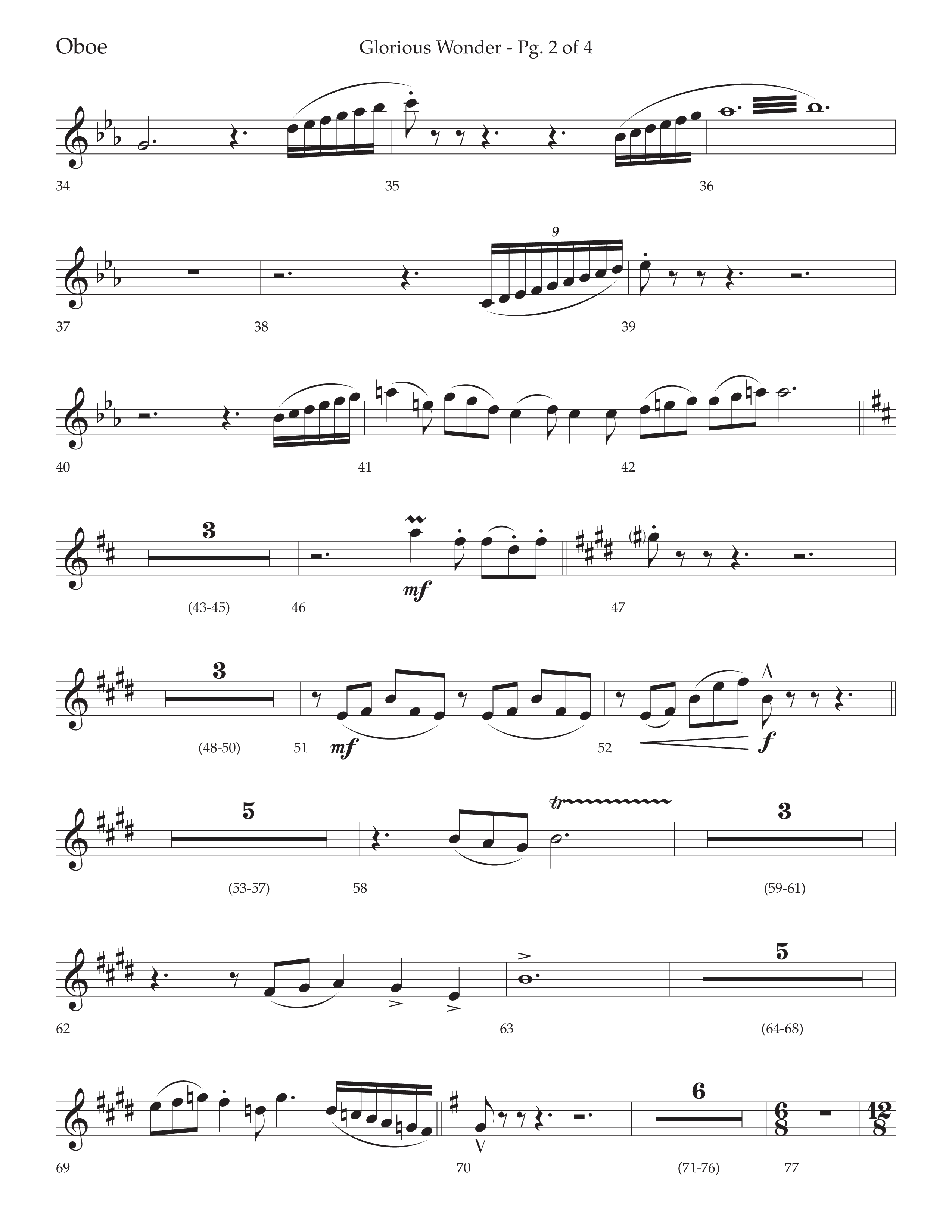 Glorious Wonder (Choral Anthem SATB) Oboe (Lifeway Choral / Arr. Bradley Knight)