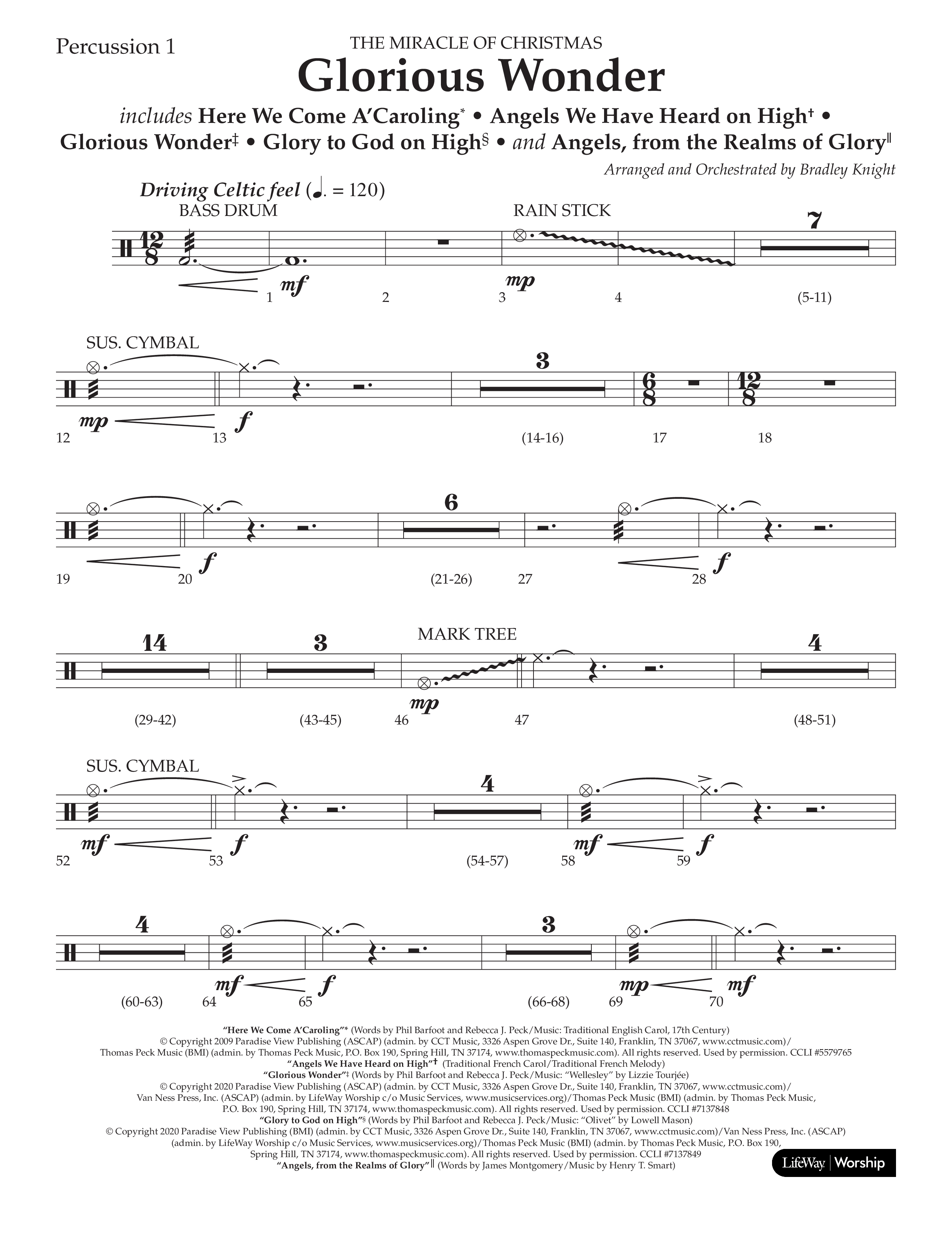 Glorious Wonder (Choral Anthem SATB) Percussion (Lifeway Choral / Arr. Bradley Knight)
