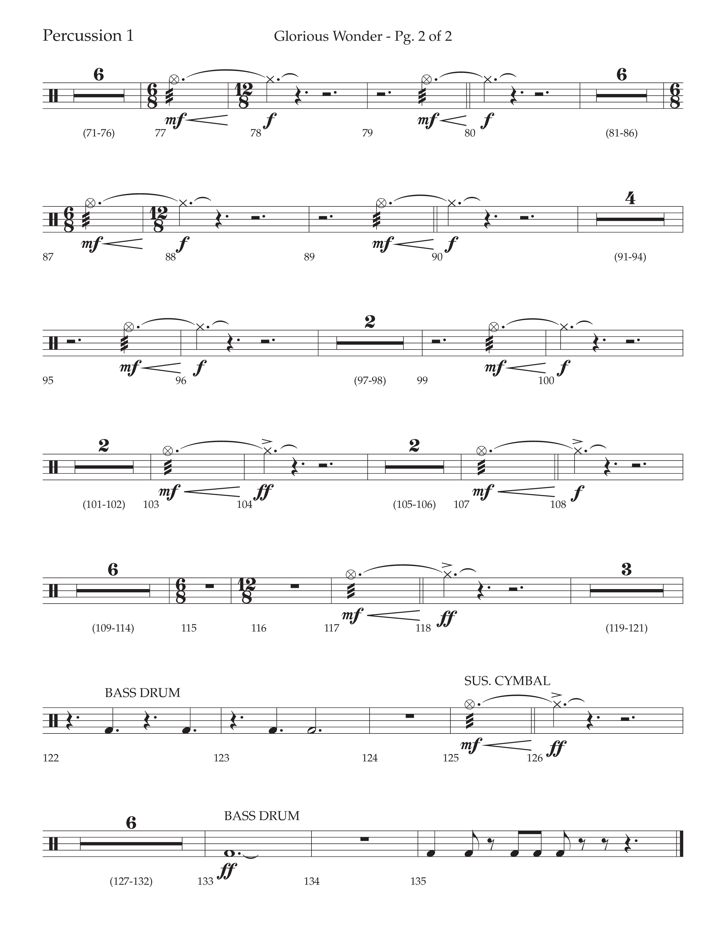 Glorious Wonder (Choral Anthem SATB) Percussion (Lifeway Choral / Arr. Bradley Knight)