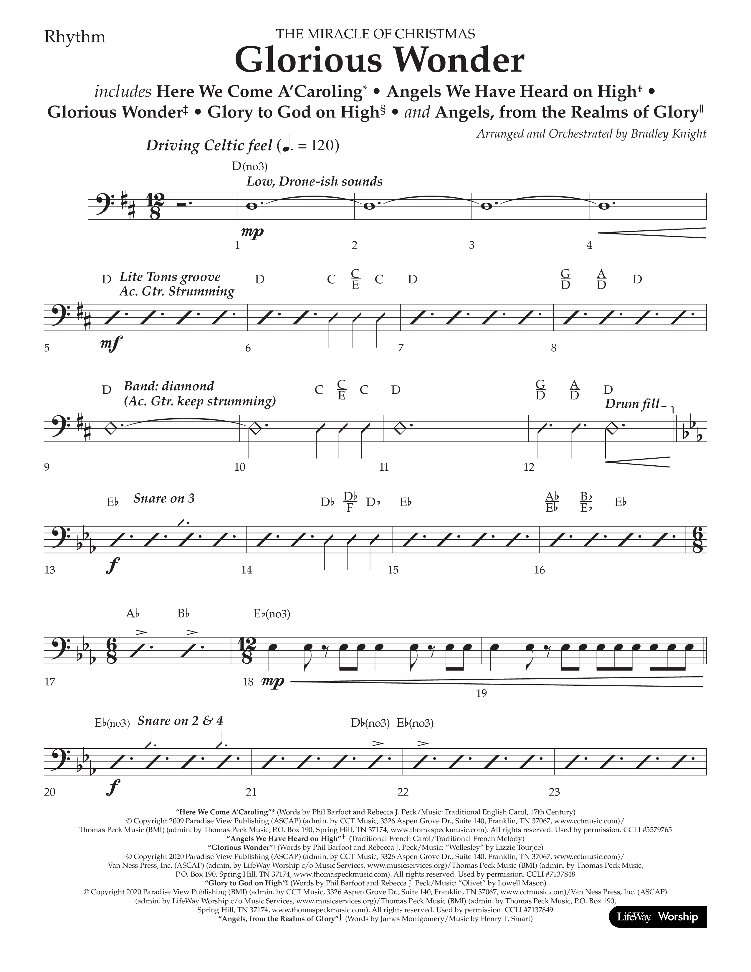 Glorious Wonder (Choral Anthem SATB) Lead Melody & Rhythm (Lifeway Choral / Arr. Bradley Knight)