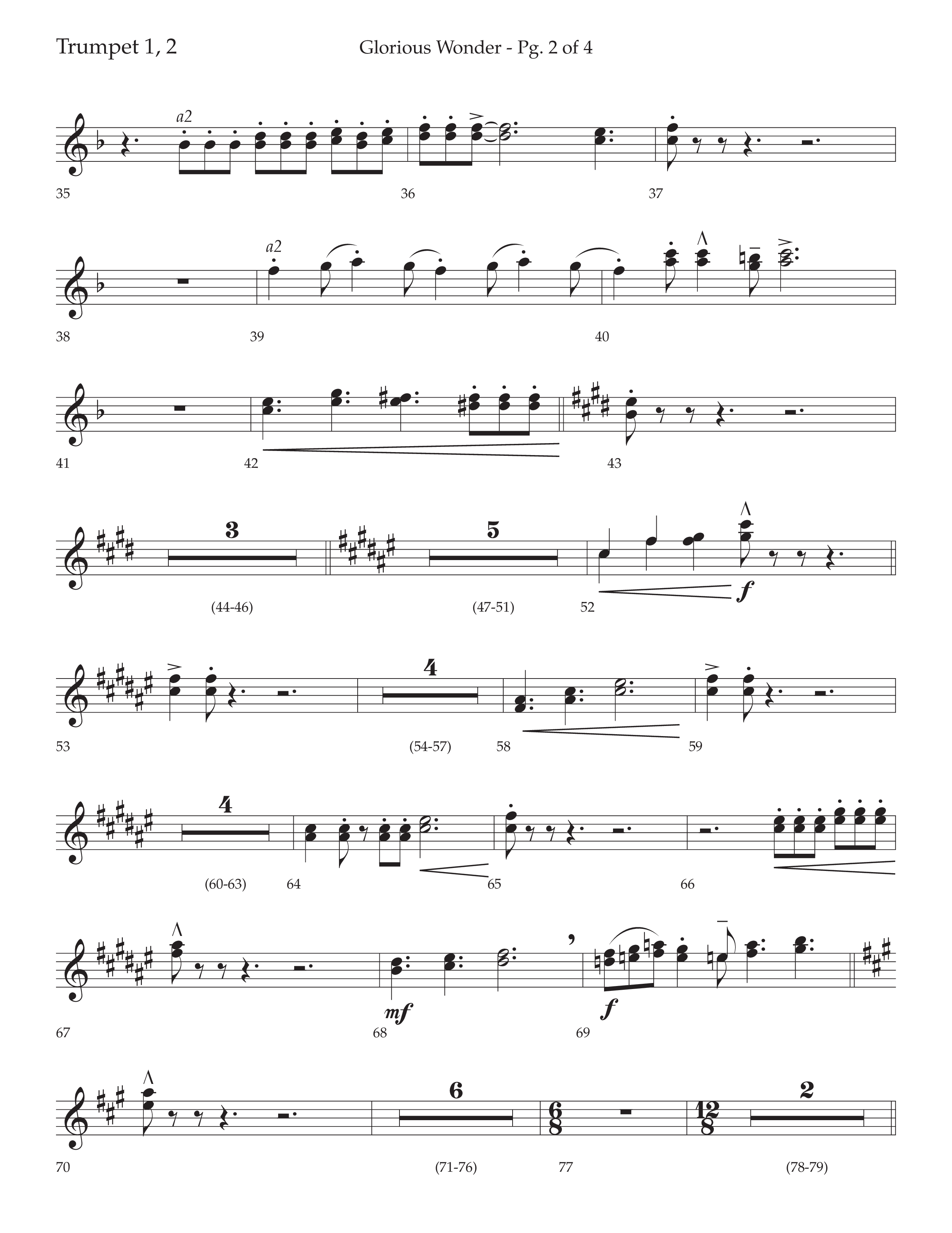 Glorious Wonder (Choral Anthem SATB) Trumpet 1,2 (Lifeway Choral / Arr. Bradley Knight)