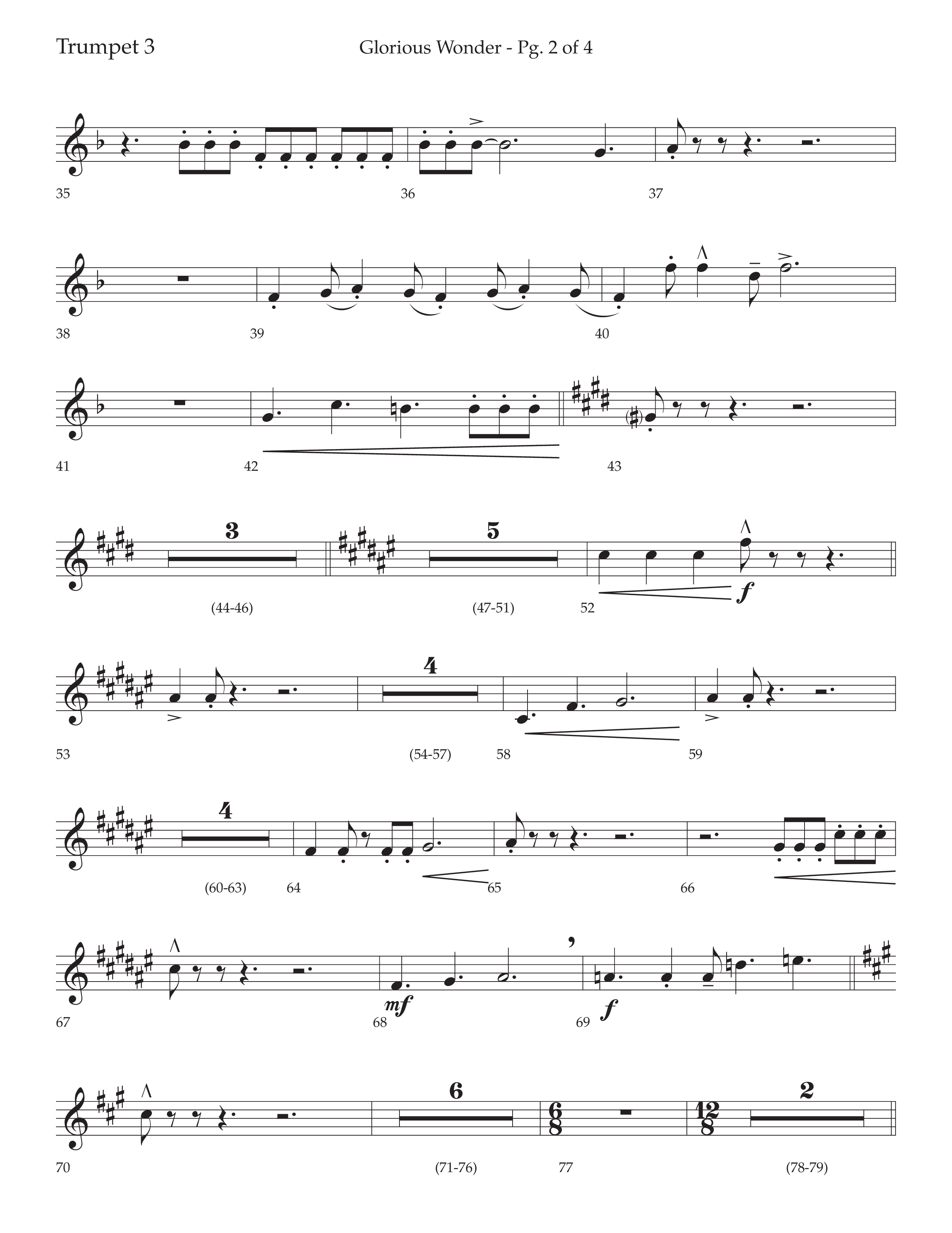 Glorious Wonder (Choral Anthem SATB) Trumpet 3 (Lifeway Choral / Arr. Bradley Knight)