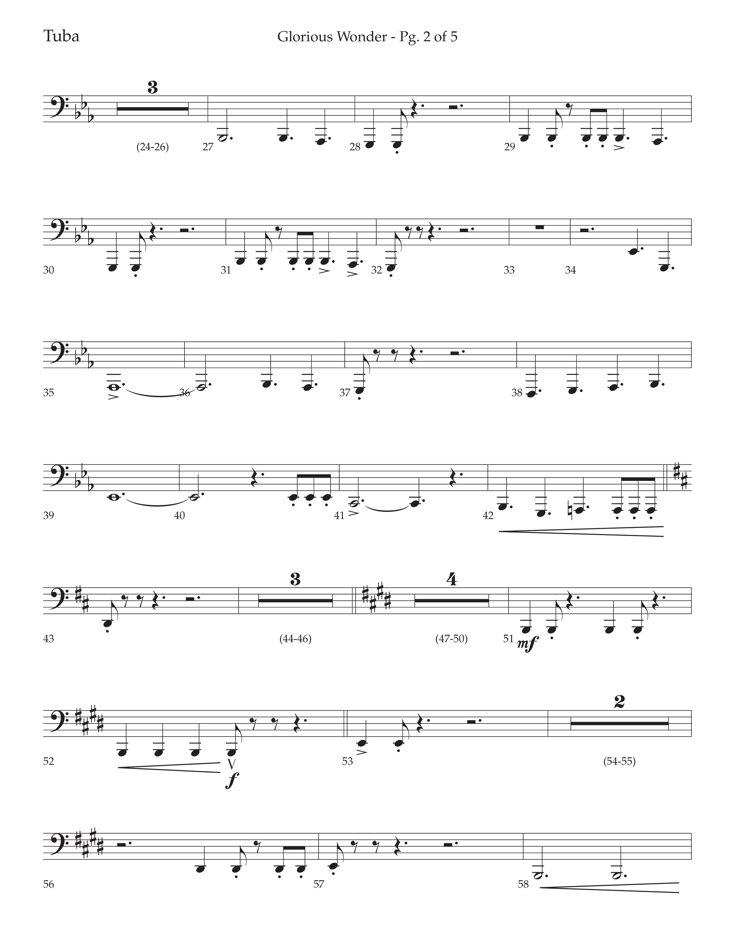 Glorious Wonder (Choral Anthem SATB) Tuba (Lifeway Choral / Arr. Bradley Knight)