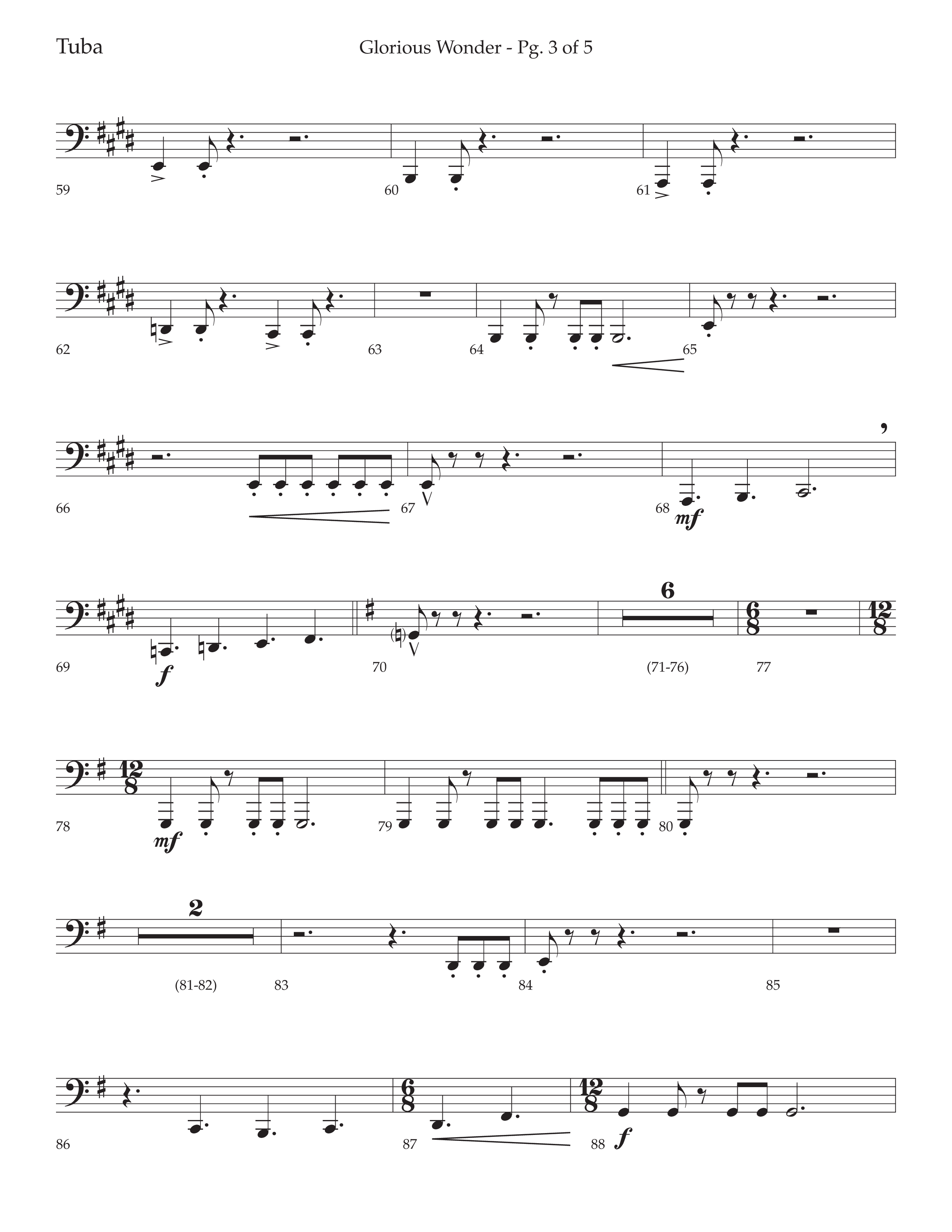 Glorious Wonder (Choral Anthem SATB) Tuba (Lifeway Choral / Arr. Bradley Knight)