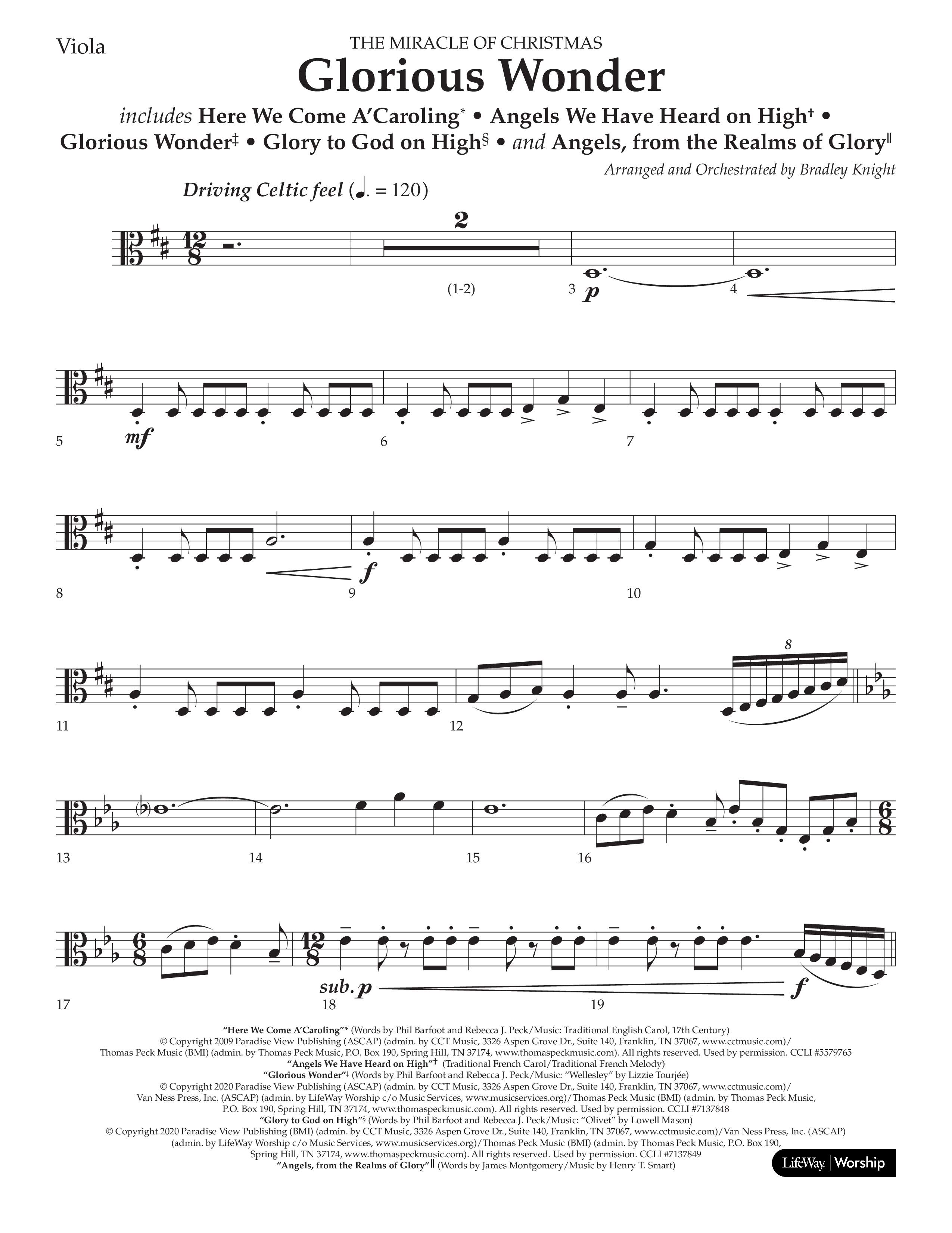 Glorious Wonder (Choral Anthem SATB) Viola (Lifeway Choral / Arr. Bradley Knight)