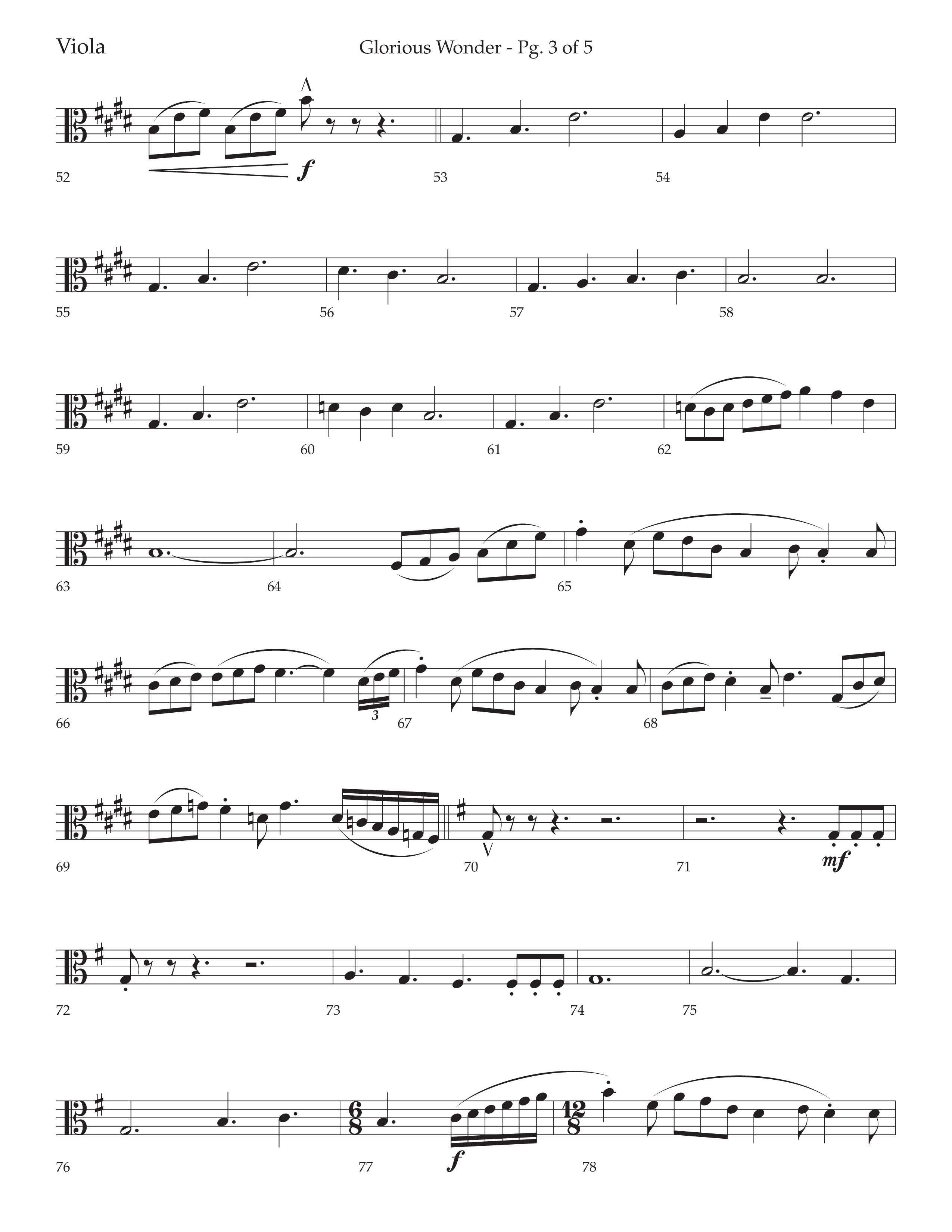 Glorious Wonder (Choral Anthem SATB) Viola (Lifeway Choral / Arr. Bradley Knight)