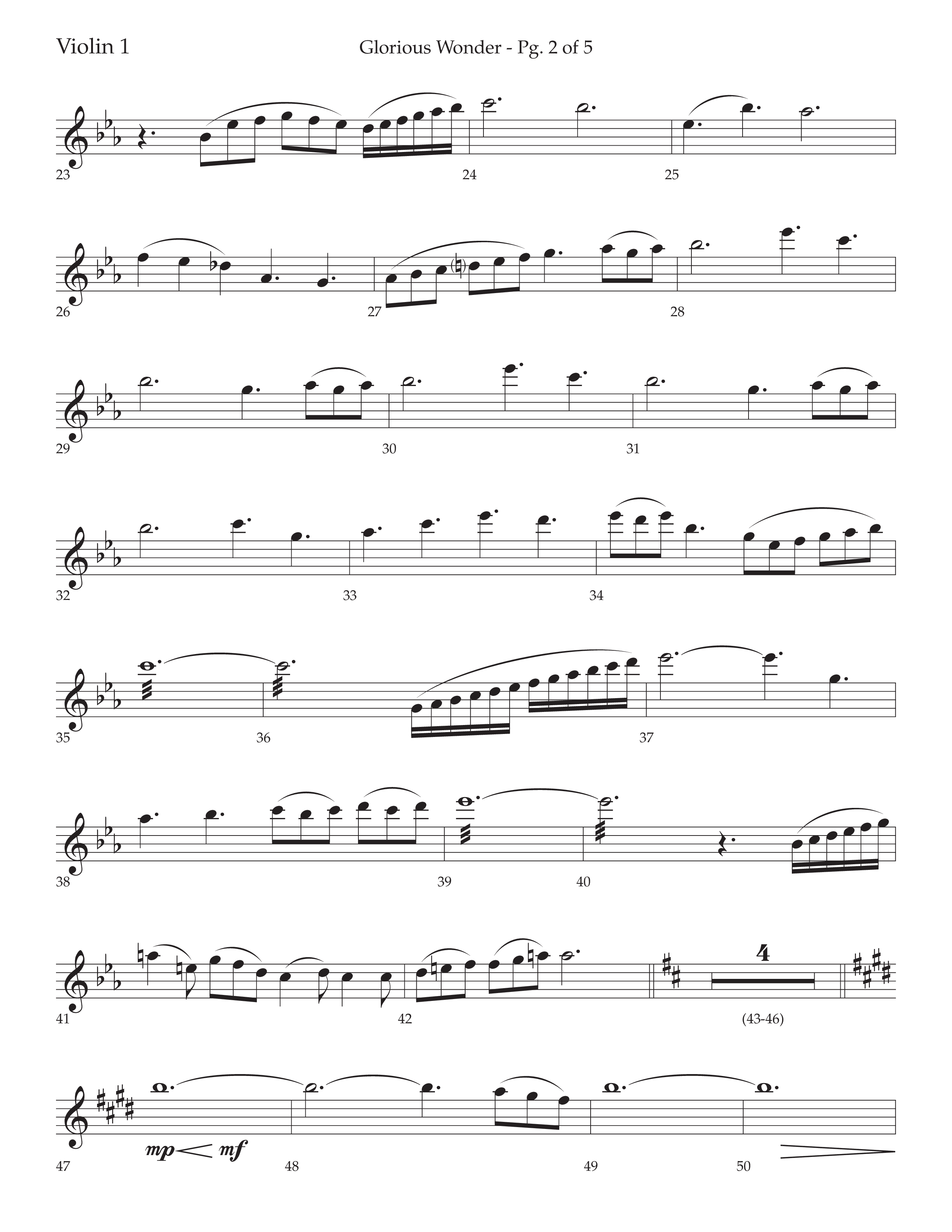 Glorious Wonder (Choral Anthem SATB) Violin 1 (Lifeway Choral / Arr. Bradley Knight)
