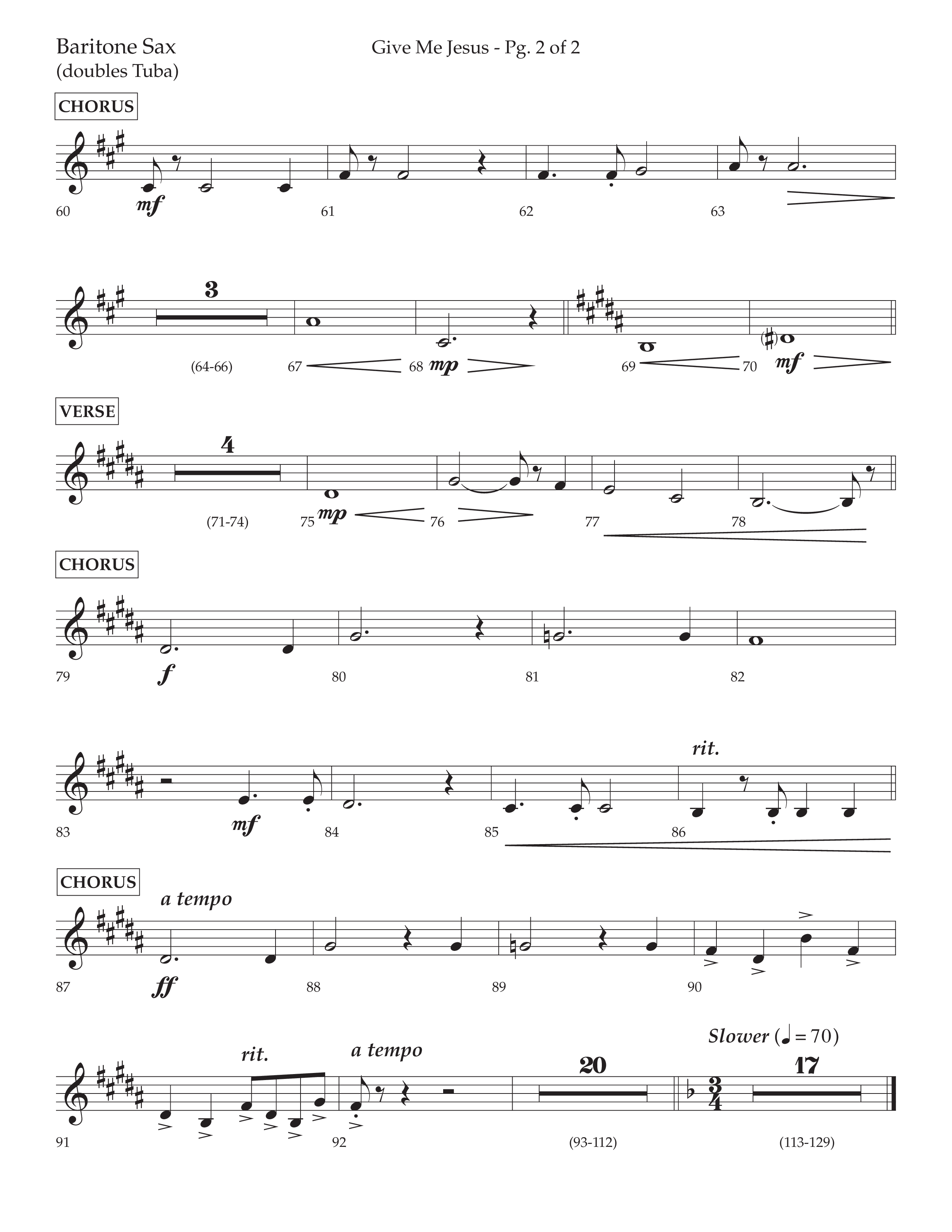 Give Me Jesus (With He's All I Need) (Choral Anthem SATB) Bari Sax (Lifeway Choral / Arr. Bradley Knight)