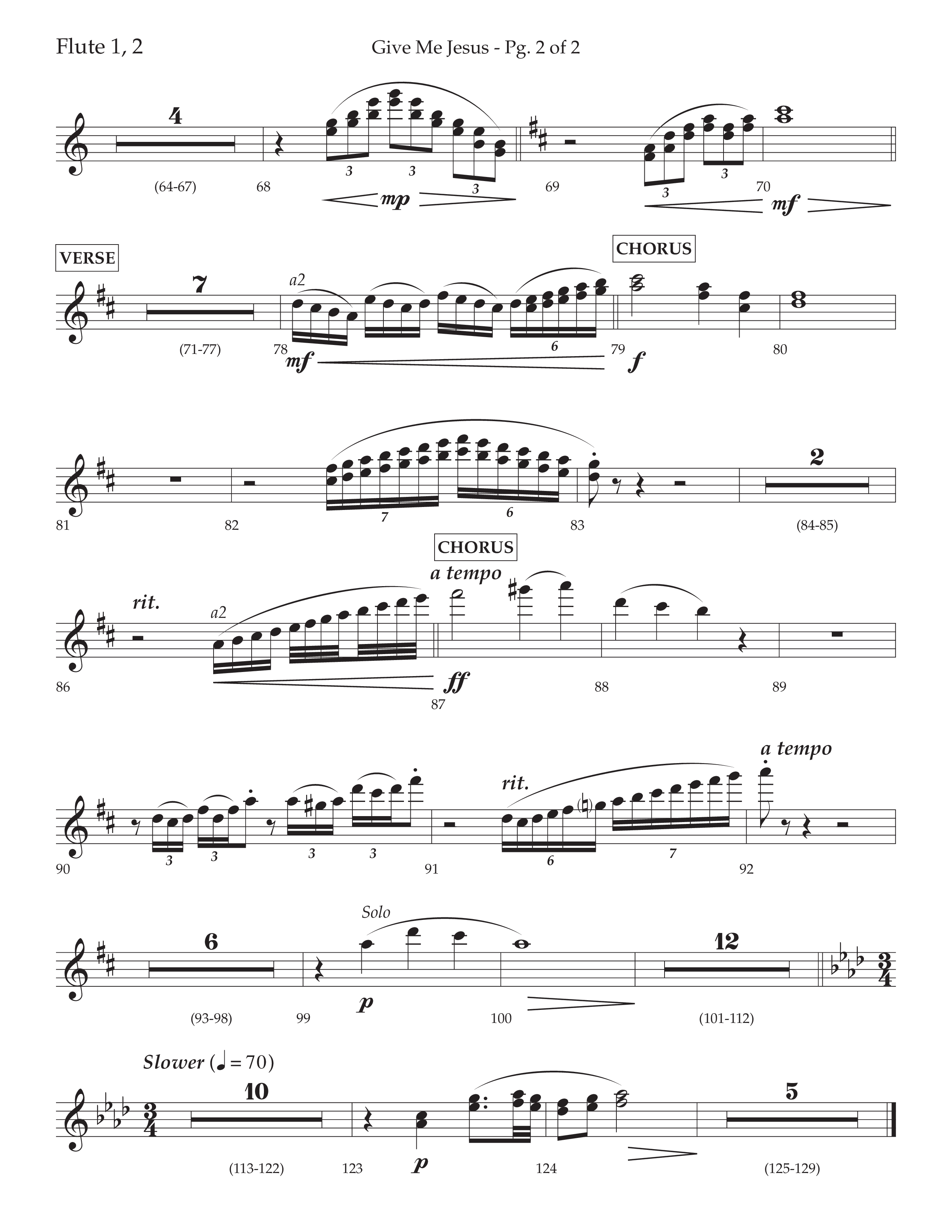 Give Me Jesus (With He's All I Need) (Choral Anthem SATB) Flute 1/2 (Lifeway Choral / Arr. Bradley Knight)