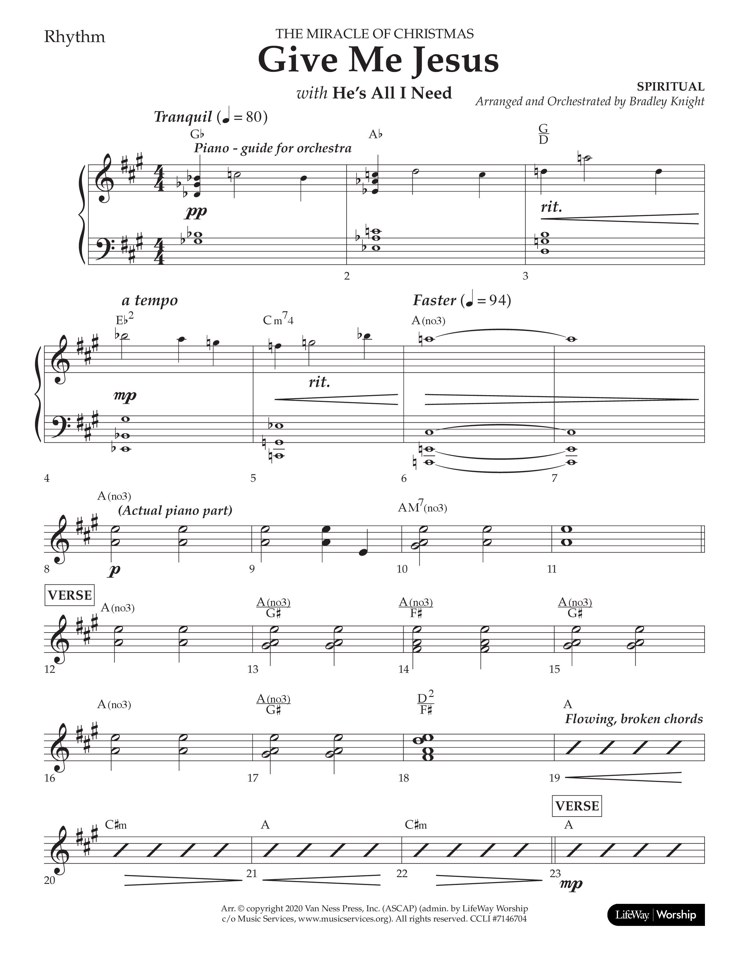 Give Me Jesus (With He's All I Need) (Choral Anthem SATB) Rhythm Chart (Lifeway Choral / Arr. Bradley Knight)