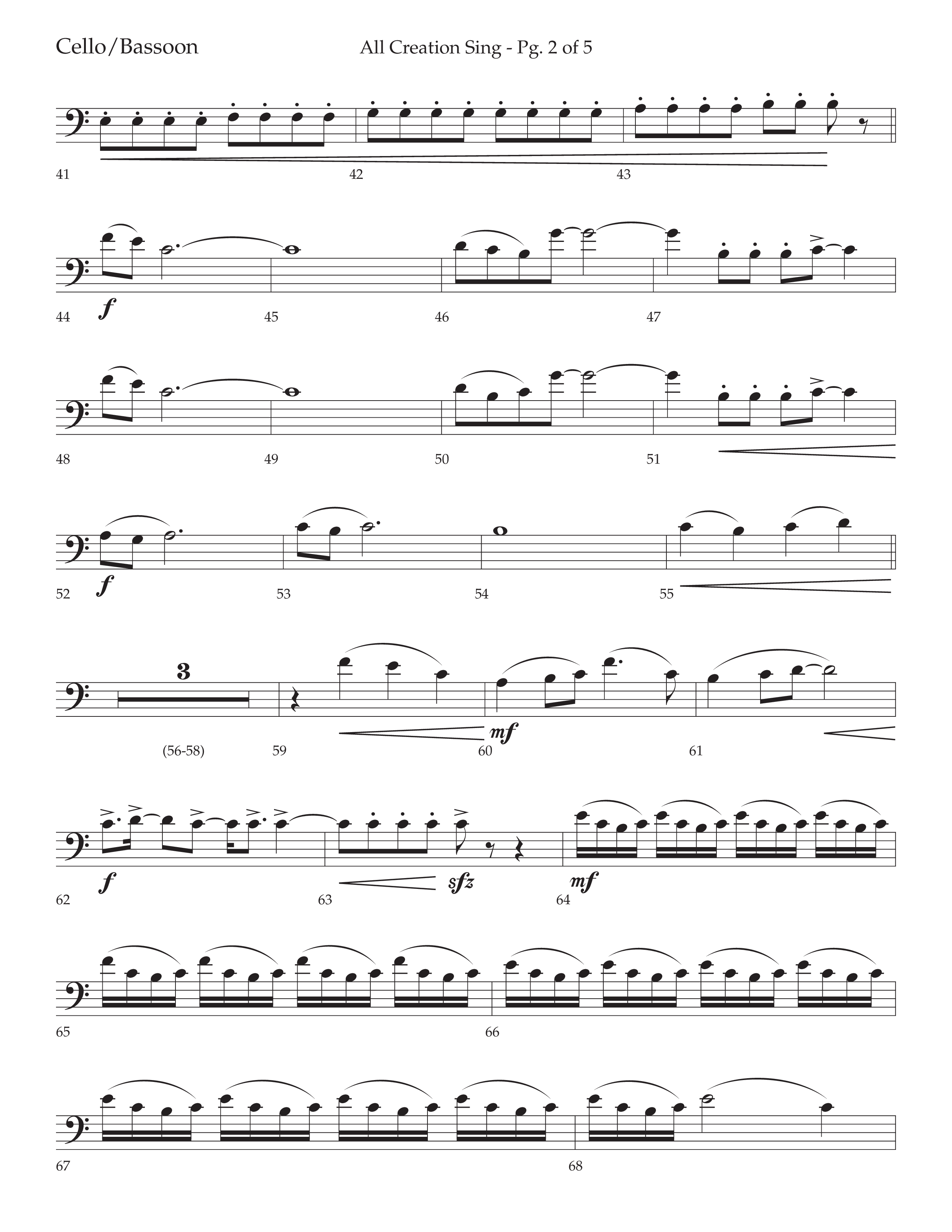 All Creation Sings (Joy To The World) (Choral Anthem SATB) Cello (Lifeway Worship / Arr. David Wise)