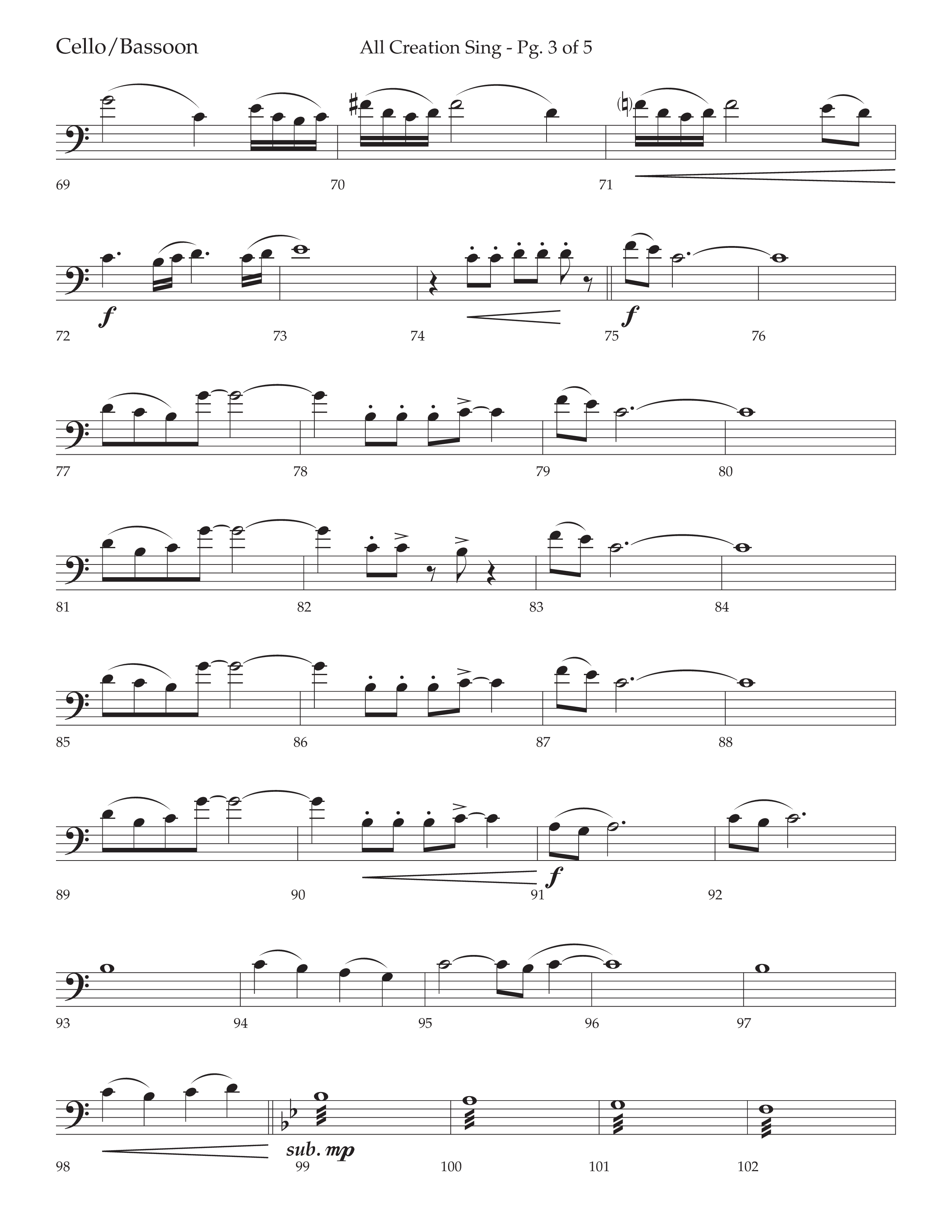 All Creation Sings (Joy To The World) (Choral Anthem SATB) Cello (Lifeway Worship / Arr. David Wise)