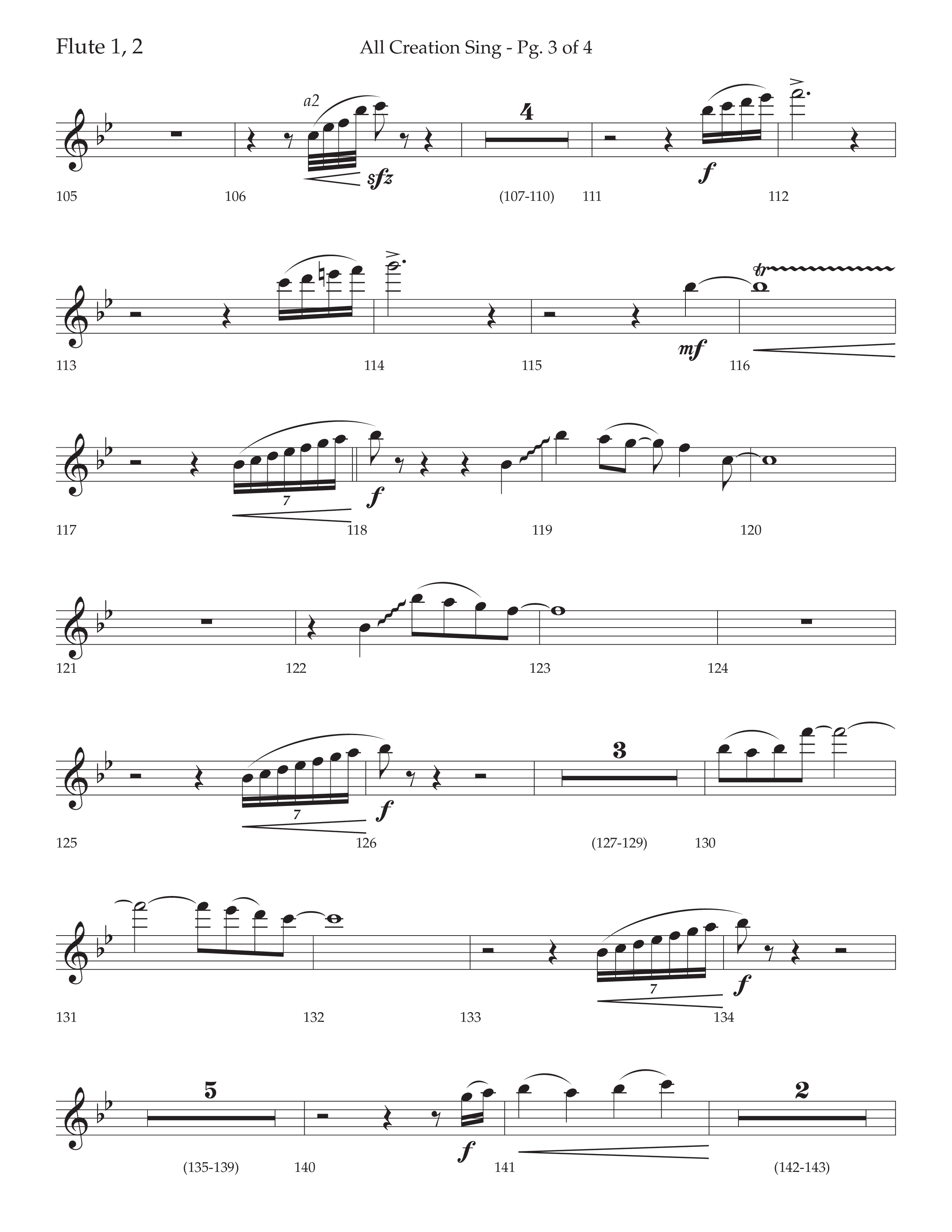 All Creation Sings (Joy To The World) (Choral Anthem SATB) Flute 1/2 (Lifeway Worship / Arr. David Wise)