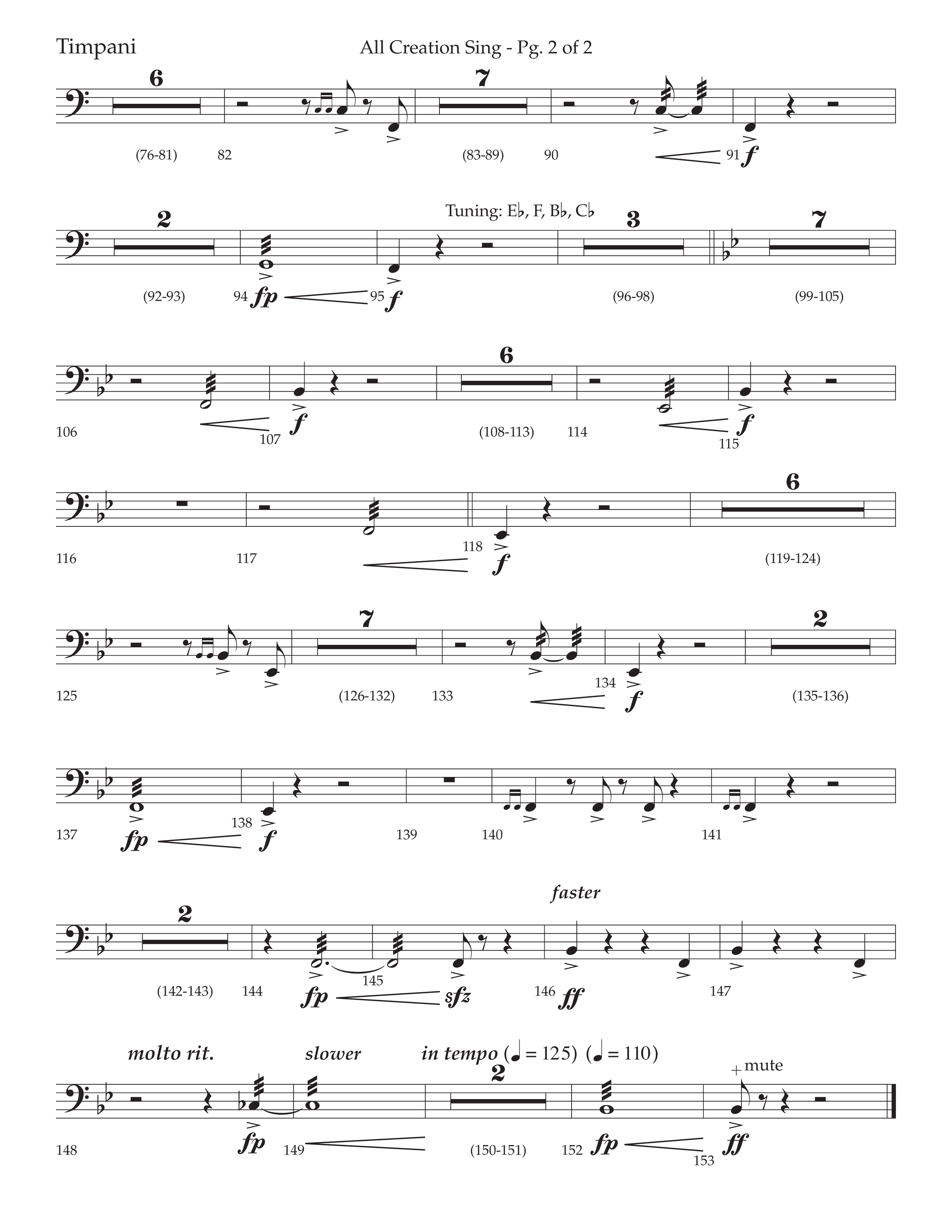 All Creation Sings (Joy To The World) (Choral Anthem SATB) Timpani (Lifeway Worship / Arr. David Wise)