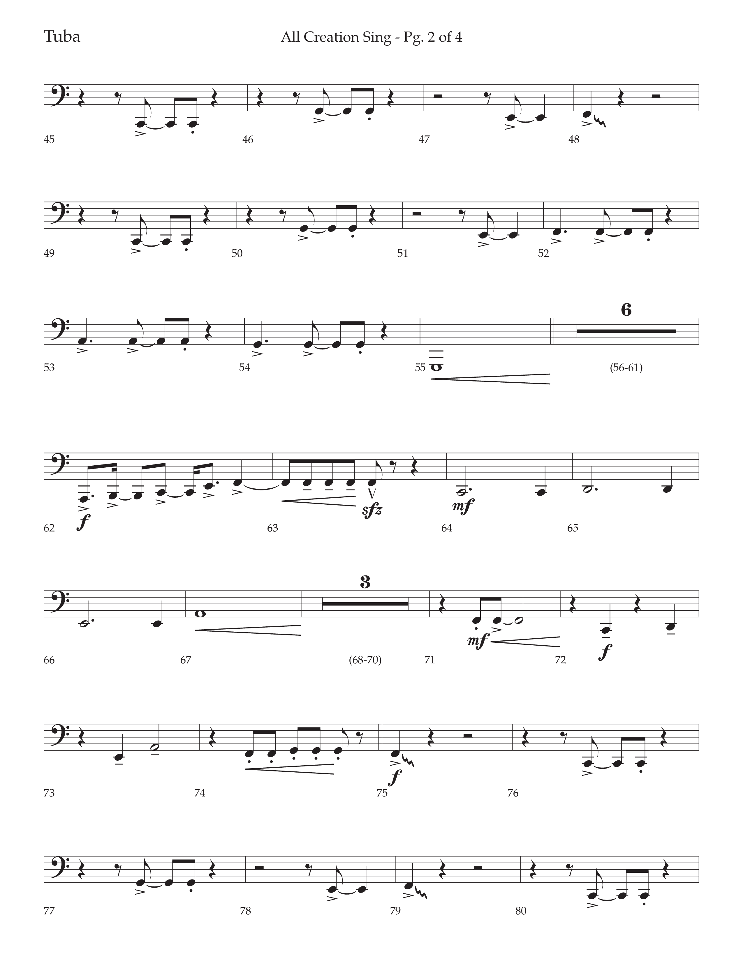 All Creation Sings (Joy To The World) (Choral Anthem SATB) Tuba (Lifeway Worship / Arr. David Wise)
