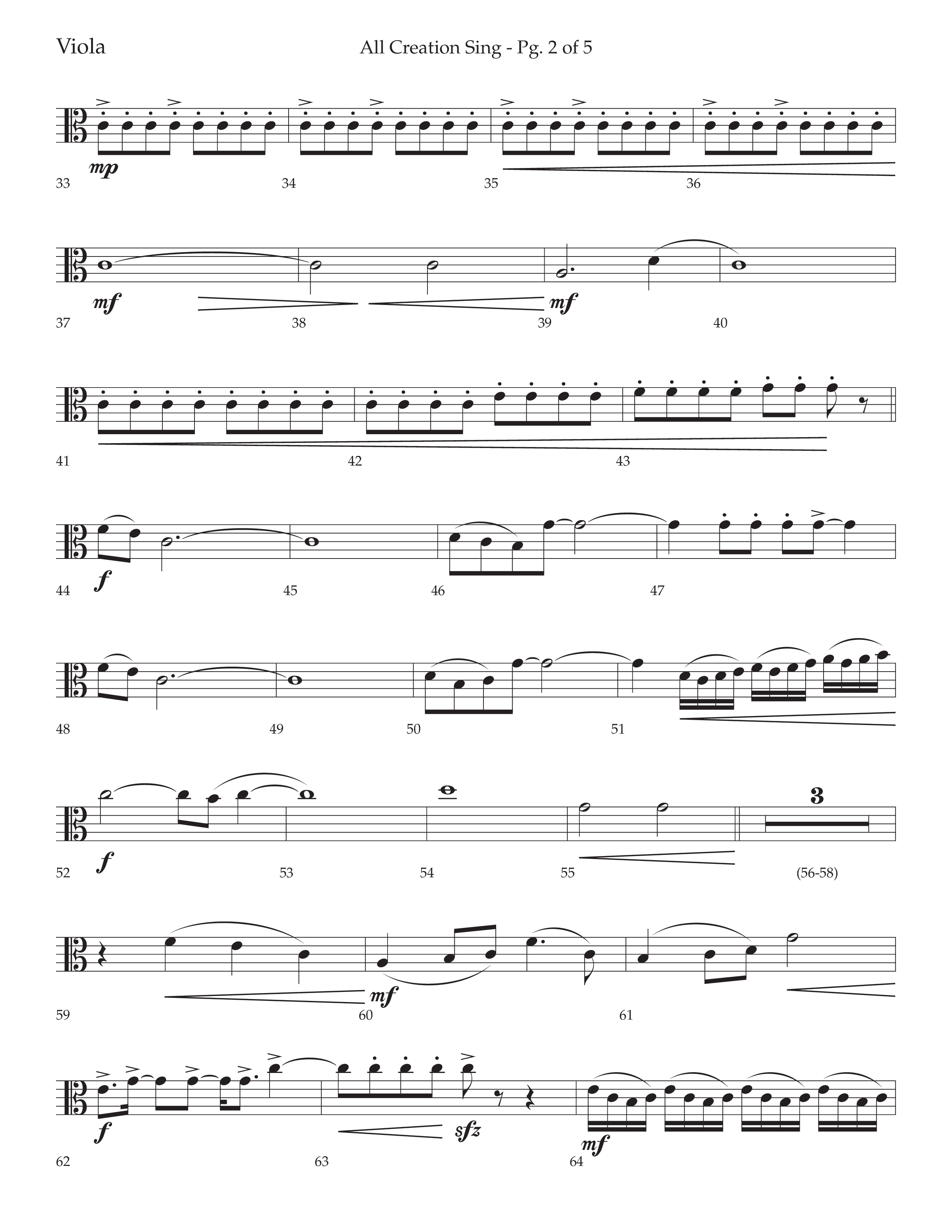 All Creation Sings (Joy To The World) (Choral Anthem SATB) Viola (Lifeway Worship / Arr. David Wise)