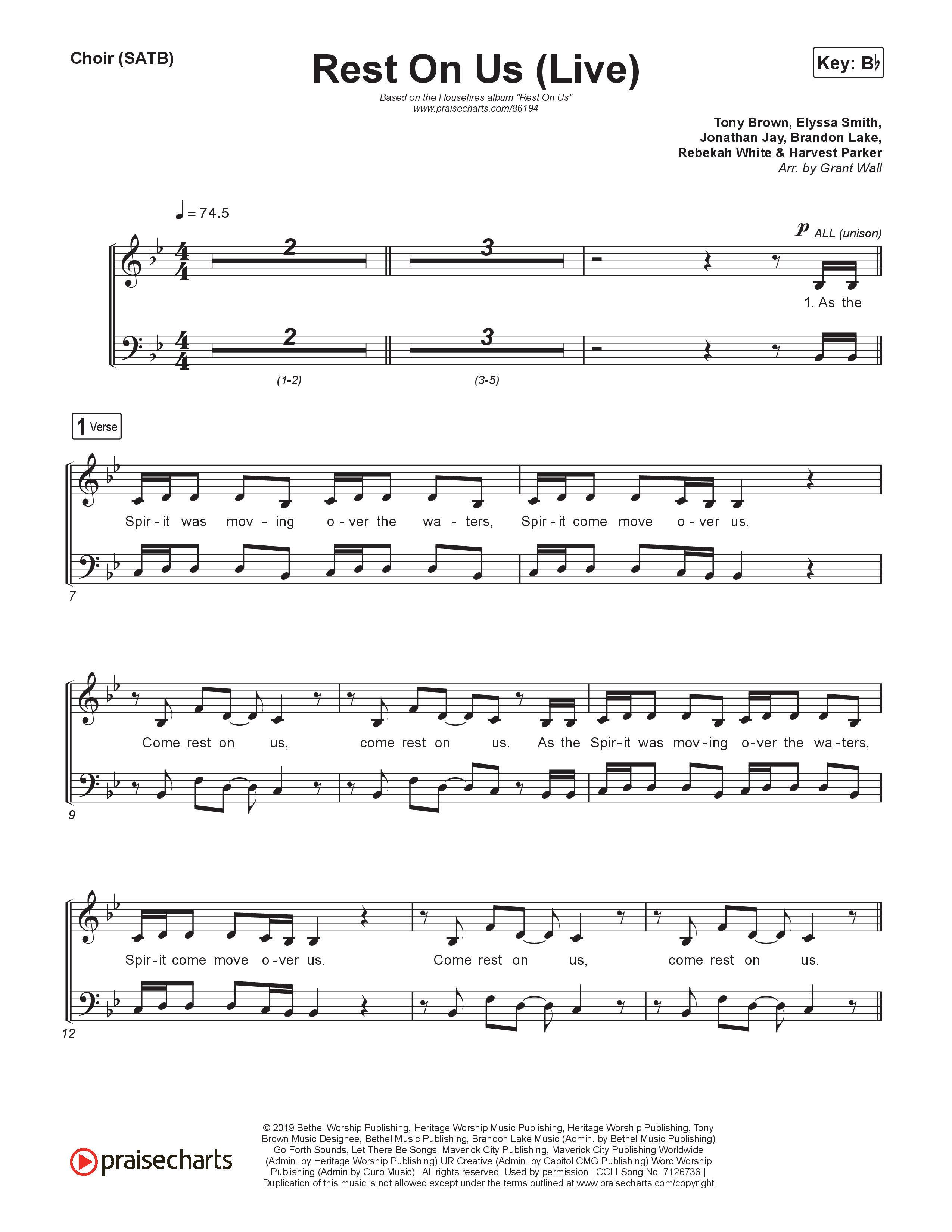 Rest On Us (Live) Vocal Sheet (SATB) (Housefires)