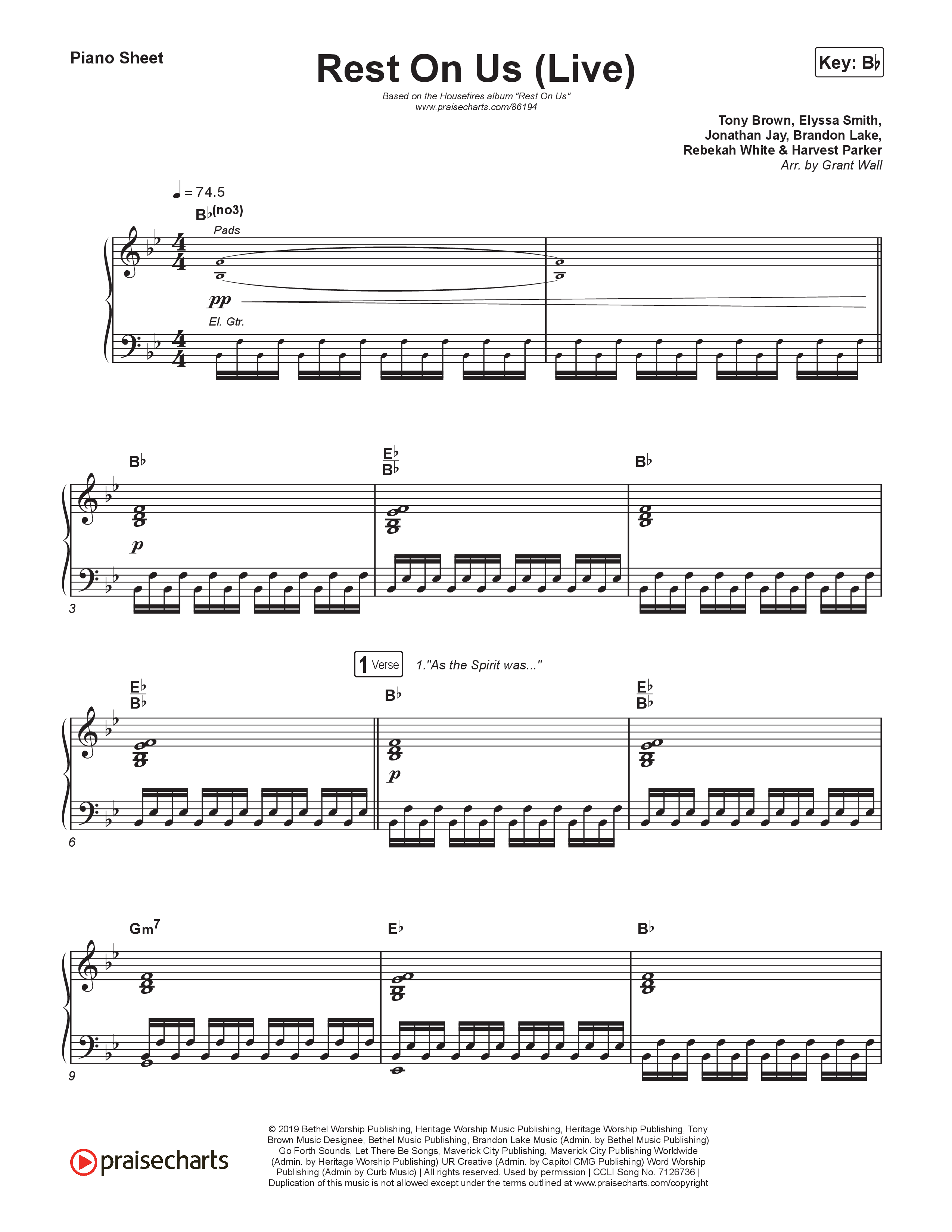 Rest On Us (Live) Piano Sheet (Housefires)