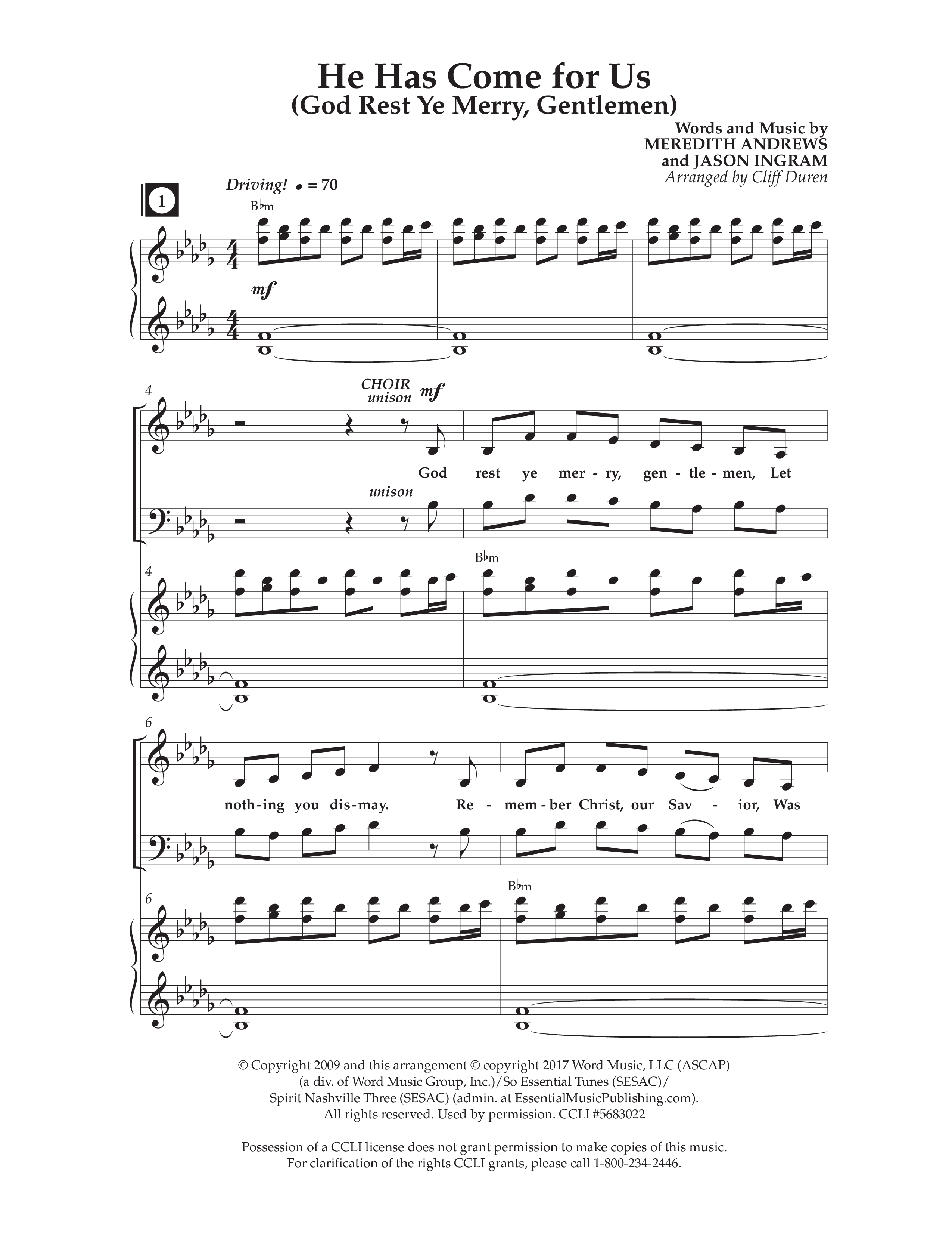 The Story Of Christmas (13 Song Choral Collection) Song 4 (Piano SATB) (Lifeway Choral / Arr. Cliff Duren)