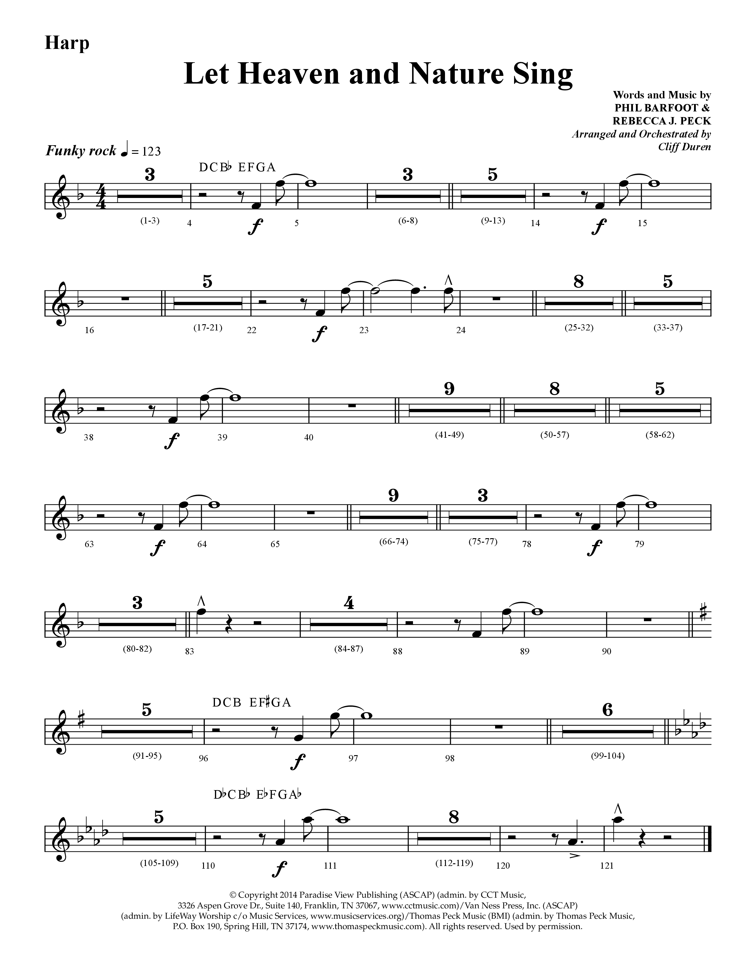 Let Heaven and Nature Sing (Choral Anthem SATB) Harp (Lifeway Choral / Arr. Cliff Duren)