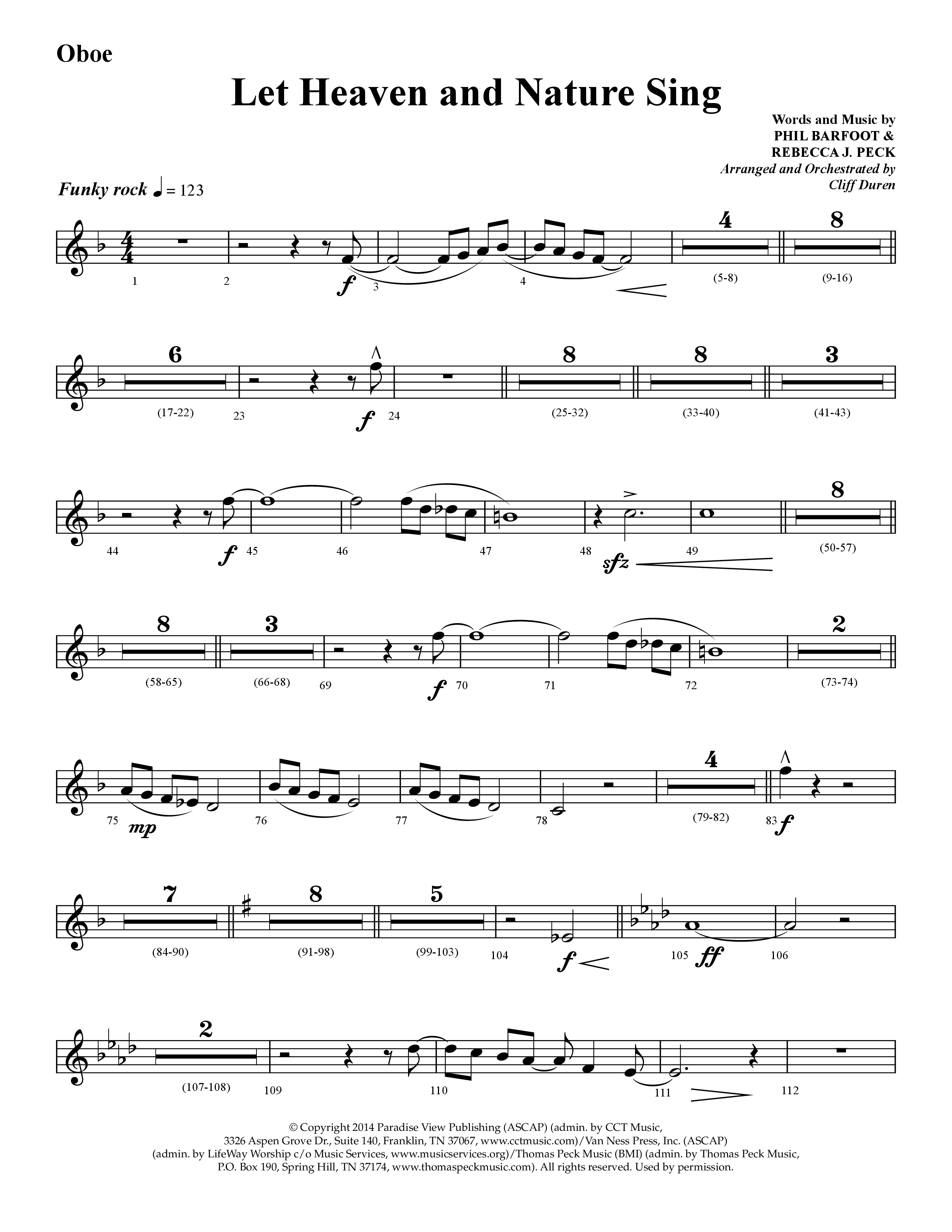 Let Heaven and Nature Sing (Choral Anthem SATB) Oboe (Lifeway Choral / Arr. Cliff Duren)