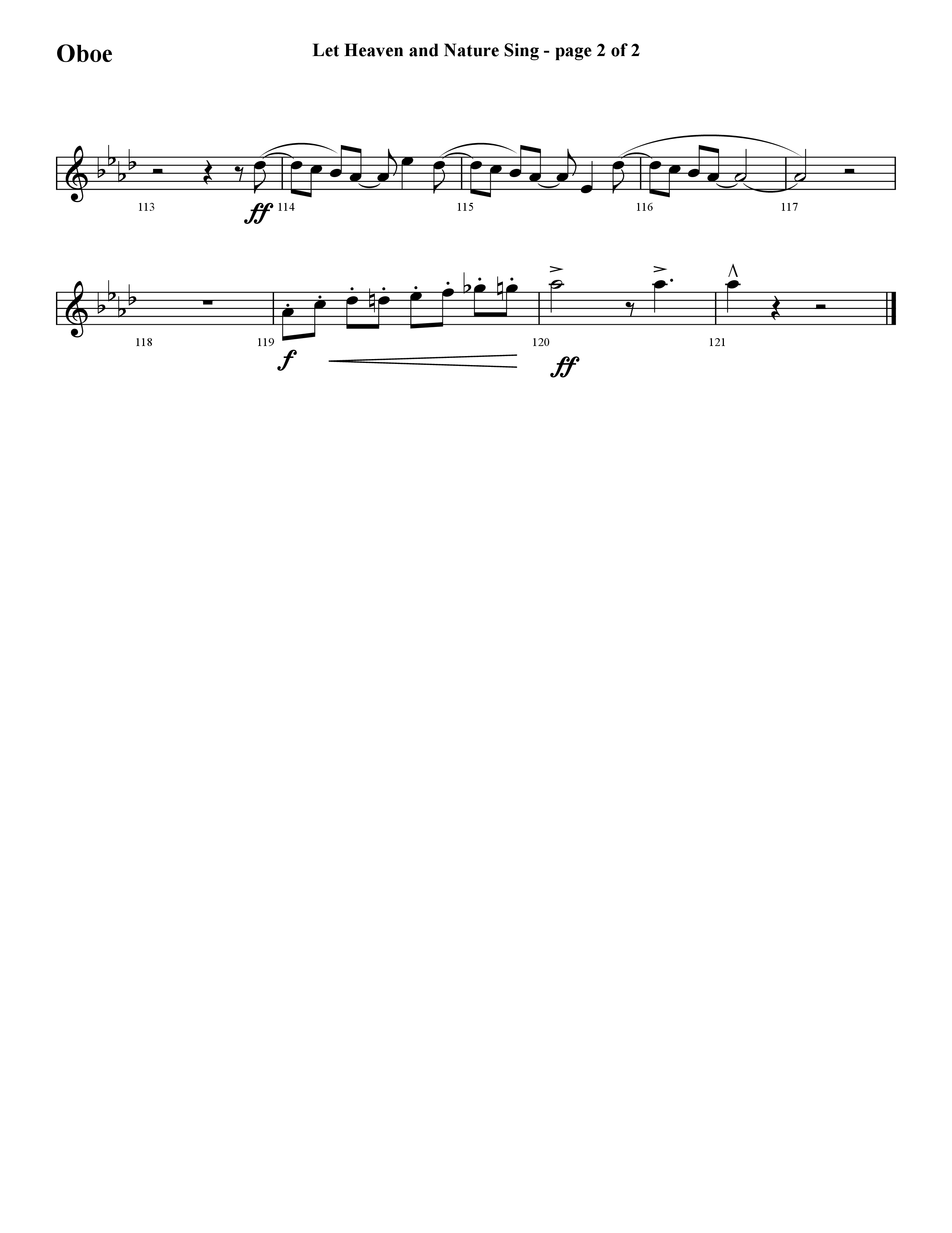 Let Heaven and Nature Sing (Choral Anthem SATB) Oboe (Lifeway Choral / Arr. Cliff Duren)