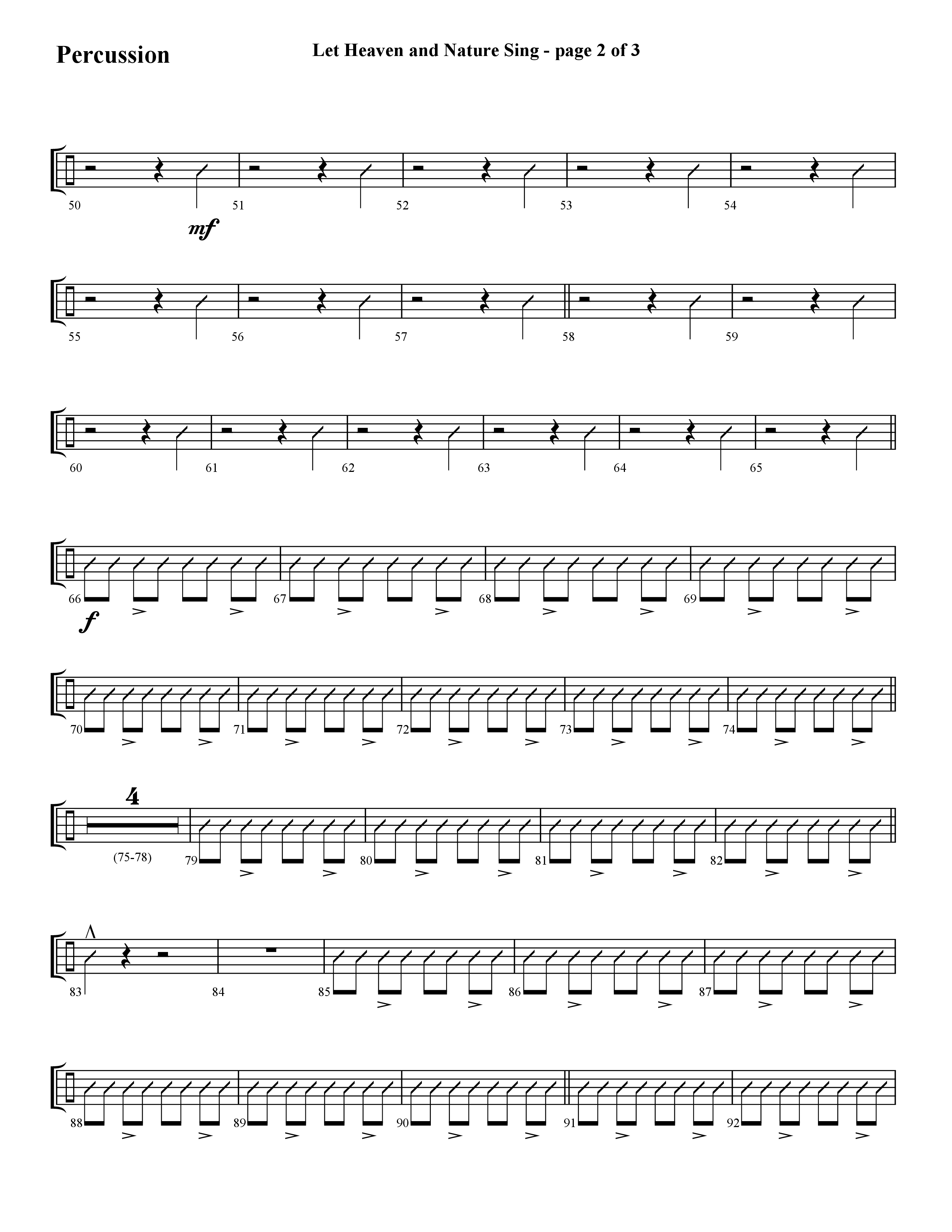 Let Heaven and Nature Sing (Choral Anthem SATB) Percussion (Lifeway Choral / Arr. Cliff Duren)