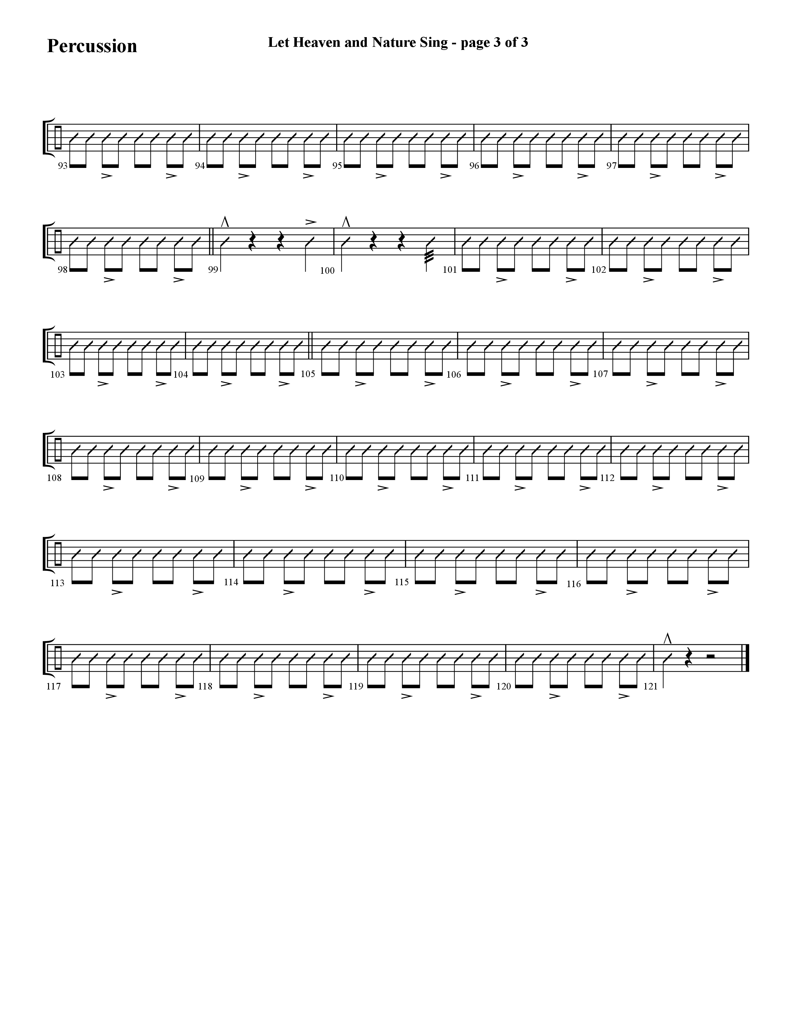 Let Heaven and Nature Sing (Choral Anthem SATB) Percussion (Lifeway Choral / Arr. Cliff Duren)