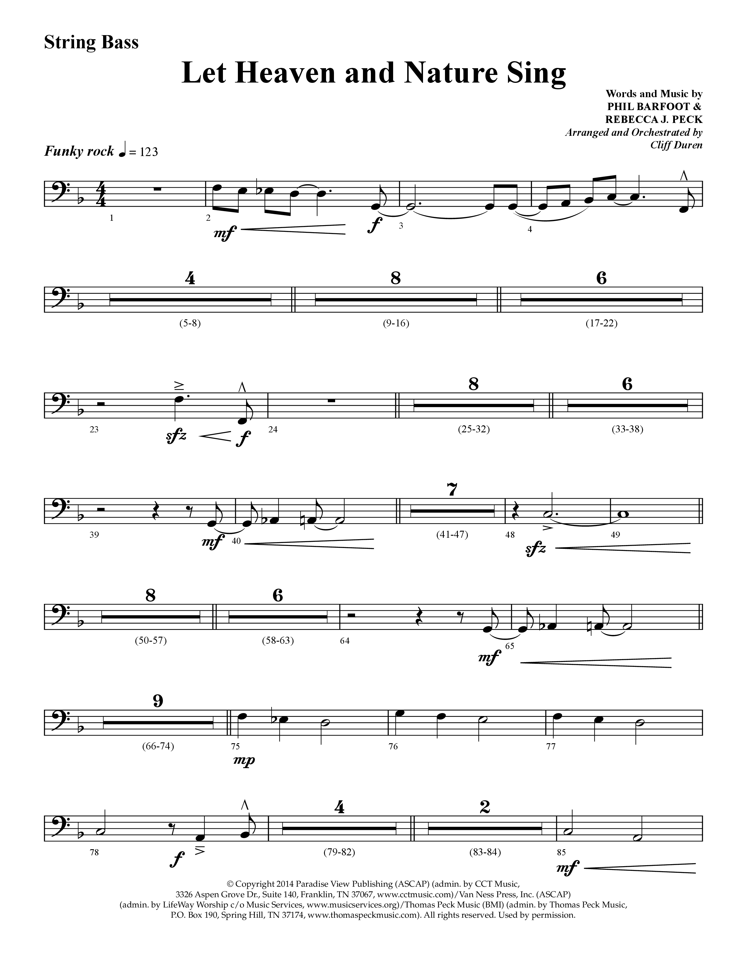 Let Heaven and Nature Sing (Choral Anthem SATB) String Bass (Lifeway Choral / Arr. Cliff Duren)
