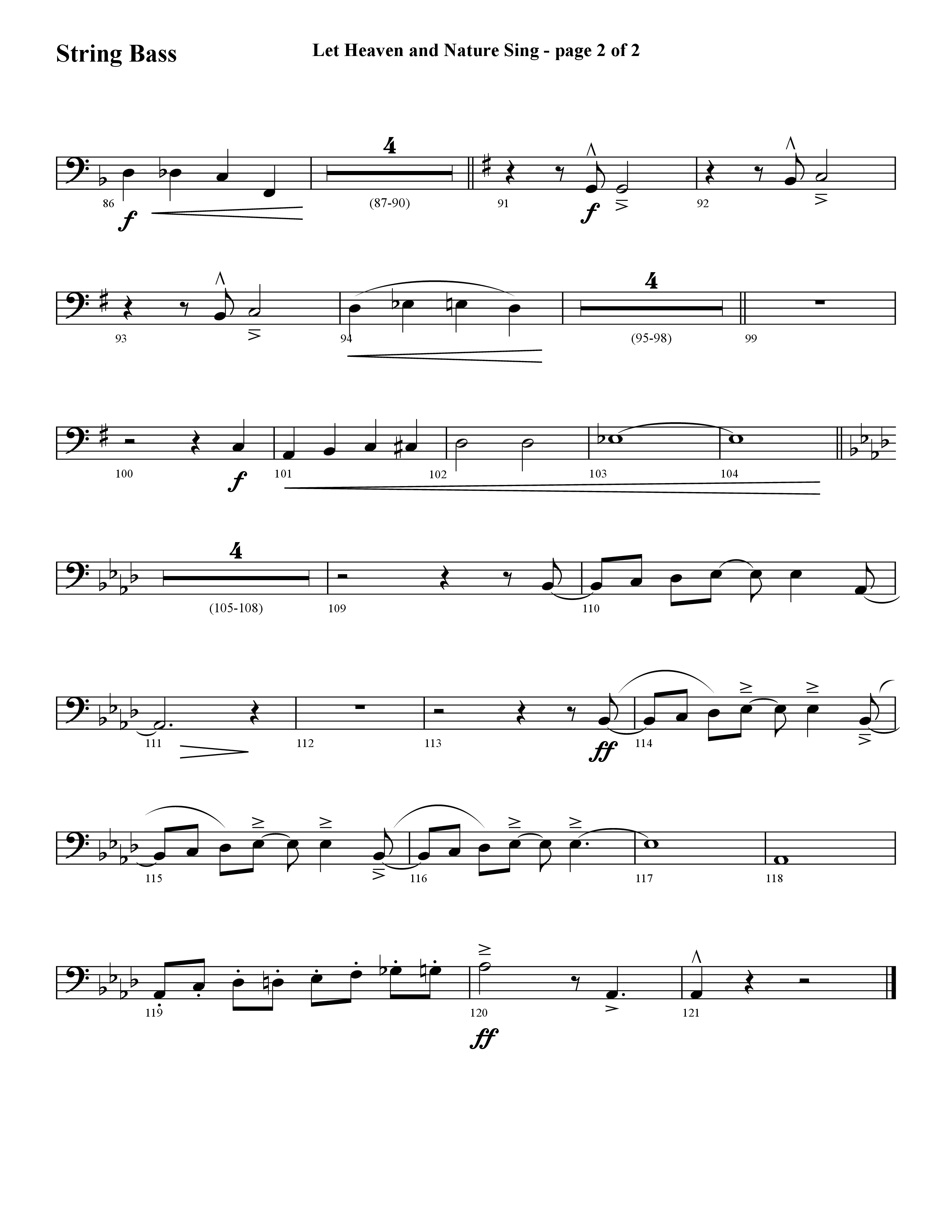 Let Heaven and Nature Sing (Choral Anthem SATB) String Bass (Lifeway Choral / Arr. Cliff Duren)