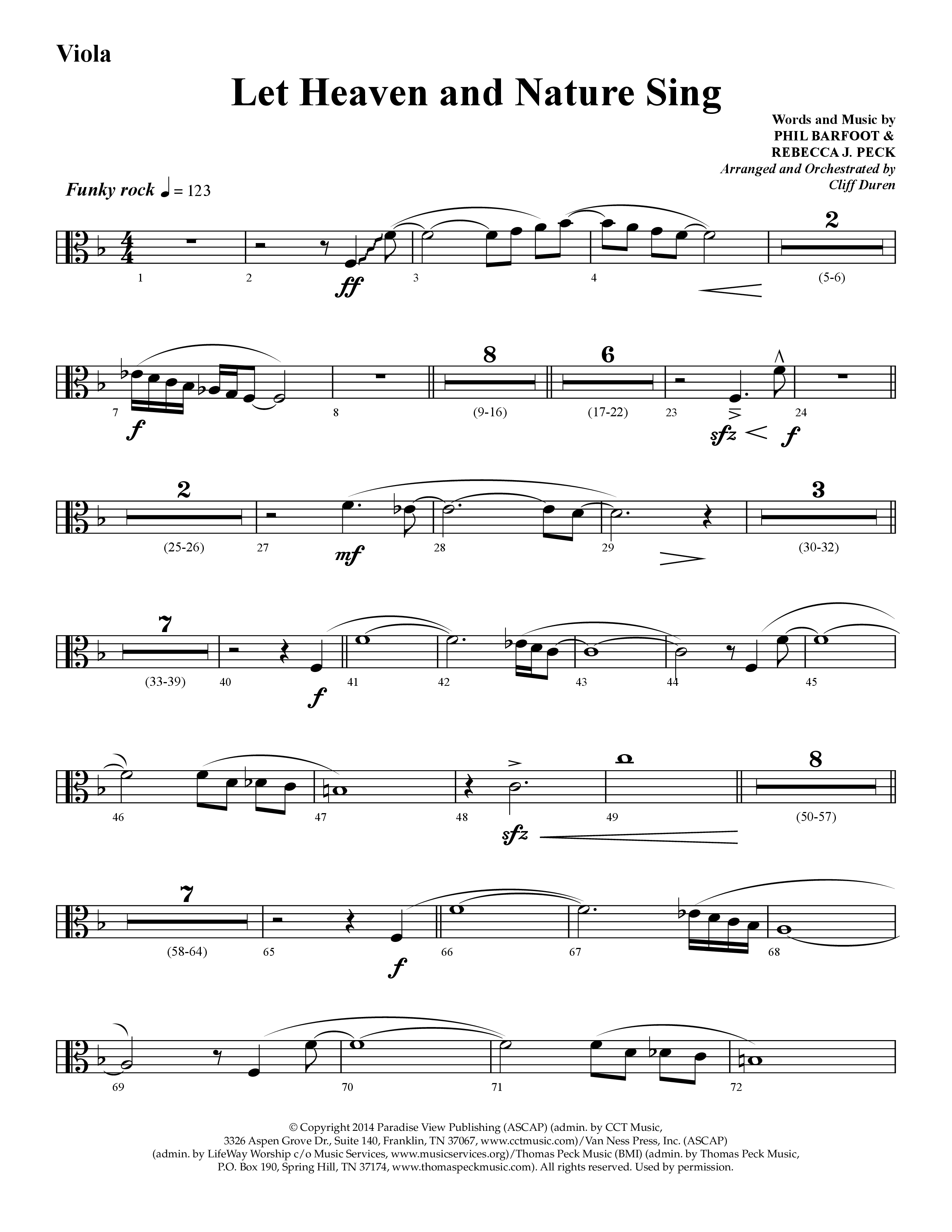 Let Heaven and Nature Sing (Choral Anthem SATB) Viola (Lifeway Choral / Arr. Cliff Duren)