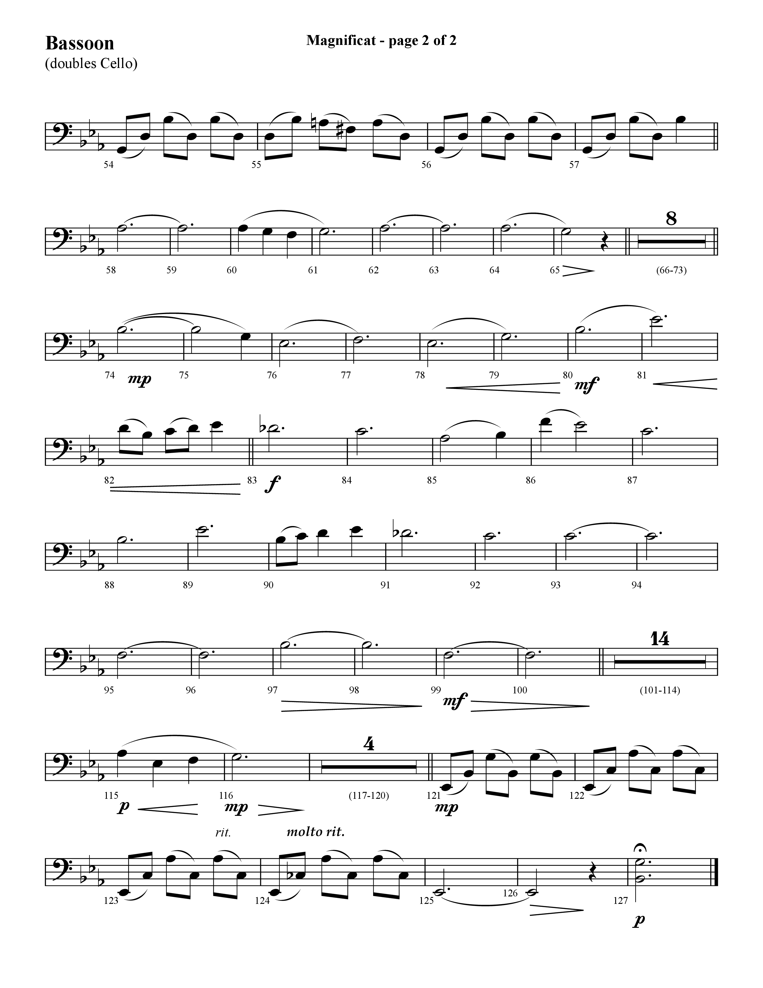 Magnificat (My Soul Magnifies) (Choral Anthem SATB) Bassoon (Lifeway Choral / Arr. Cliff Duren)