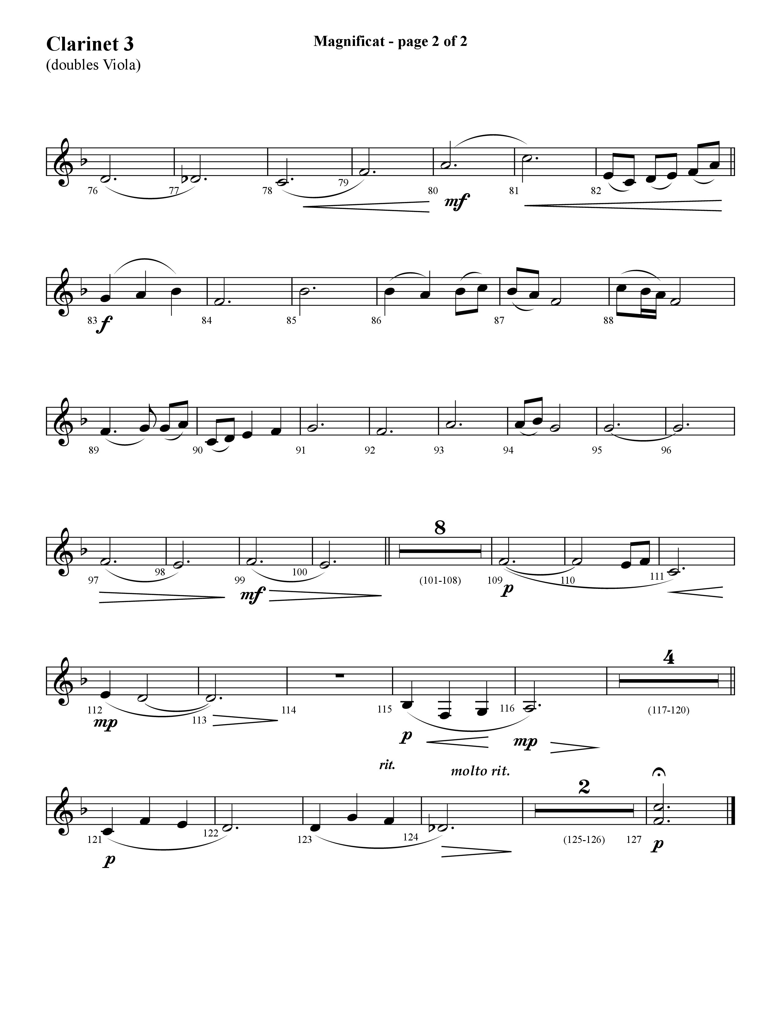 Magnificat (My Soul Magnifies) (Choral Anthem SATB) Clarinet 3 (Lifeway Choral / Arr. Cliff Duren)