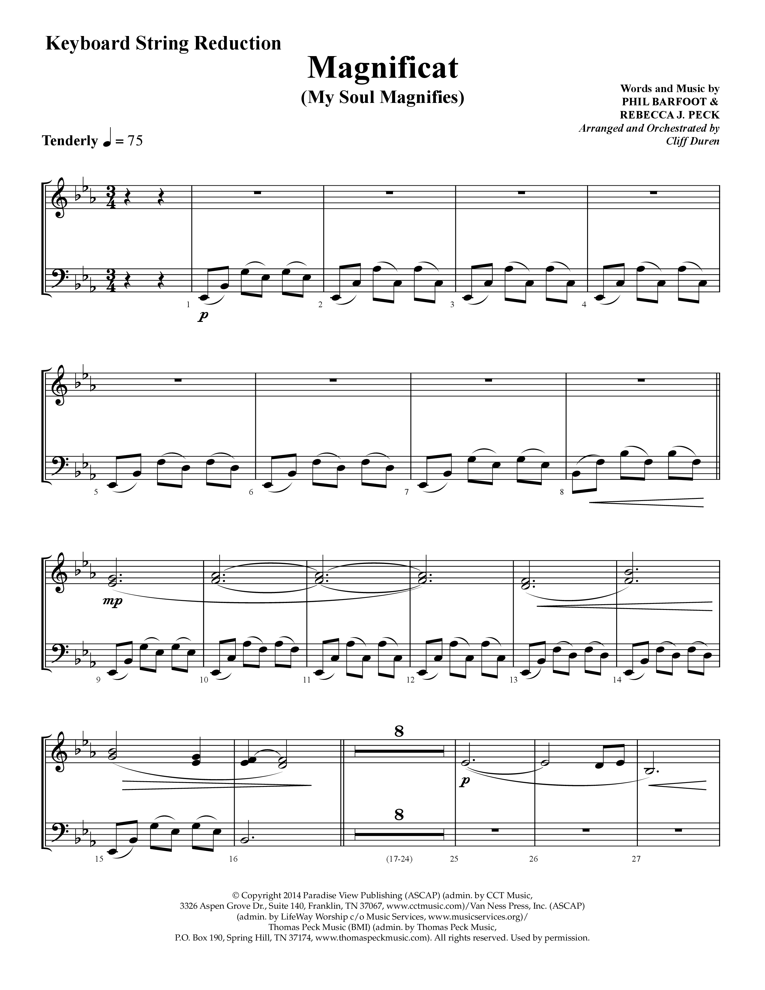 Magnificat (My Soul Magnifies) (Choral Anthem SATB) String Reduction (Lifeway Choral / Arr. Cliff Duren)