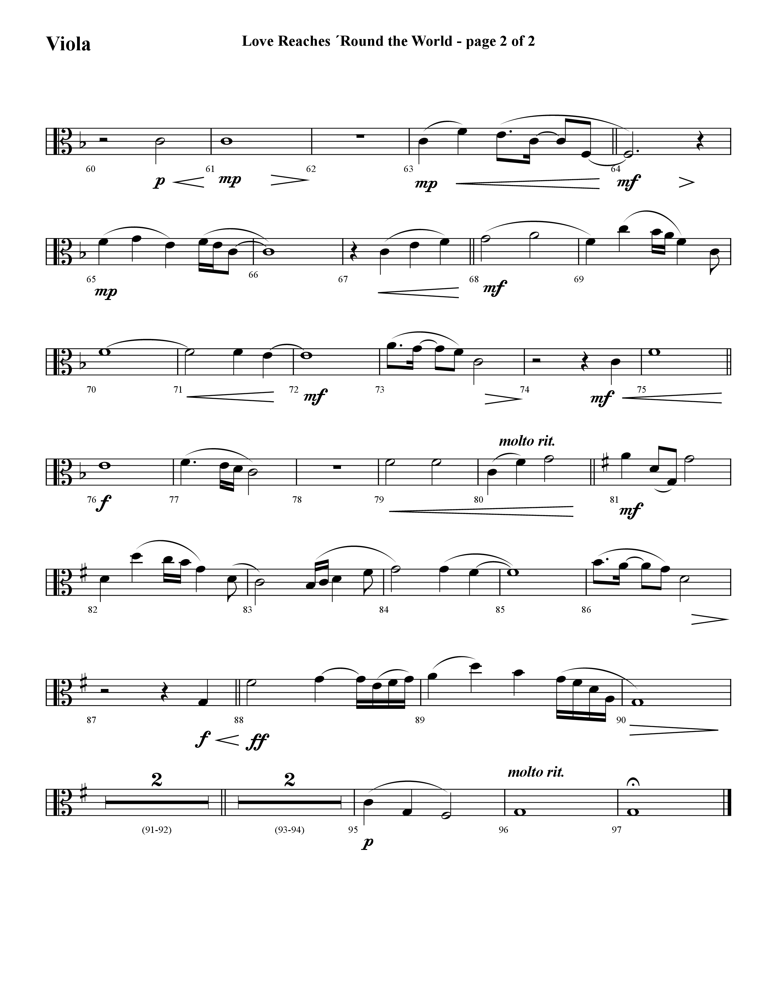 Love Reaches 'Round the World (with Silent Night! Holy Night!) (Choral Anthem SATB) Viola (Lifeway Choral / Arr. Cliff Duren)