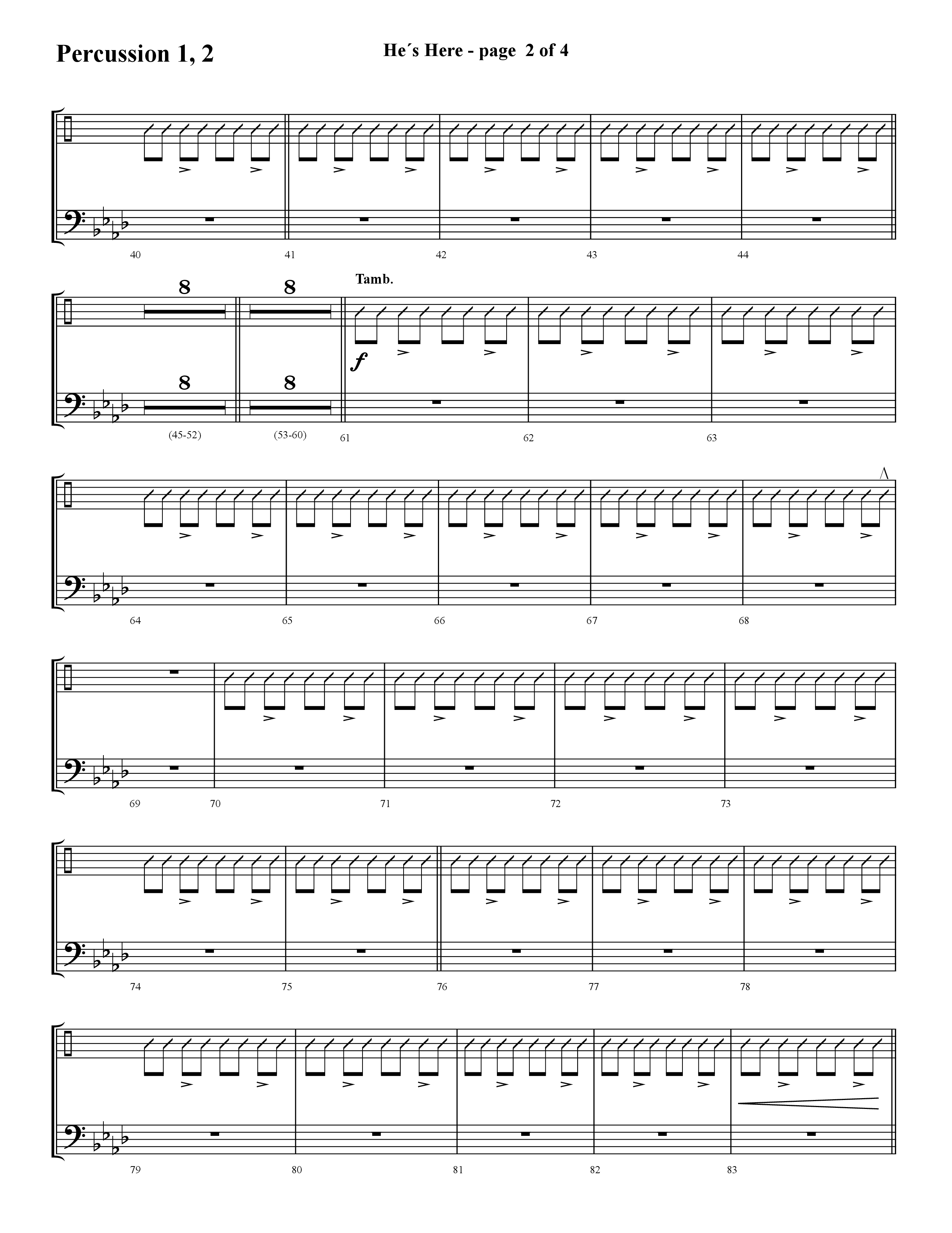 He's Here (Choral Anthem SATB) Percussion 1/2 (Lifeway Choral / Arr. Cliff Duren)