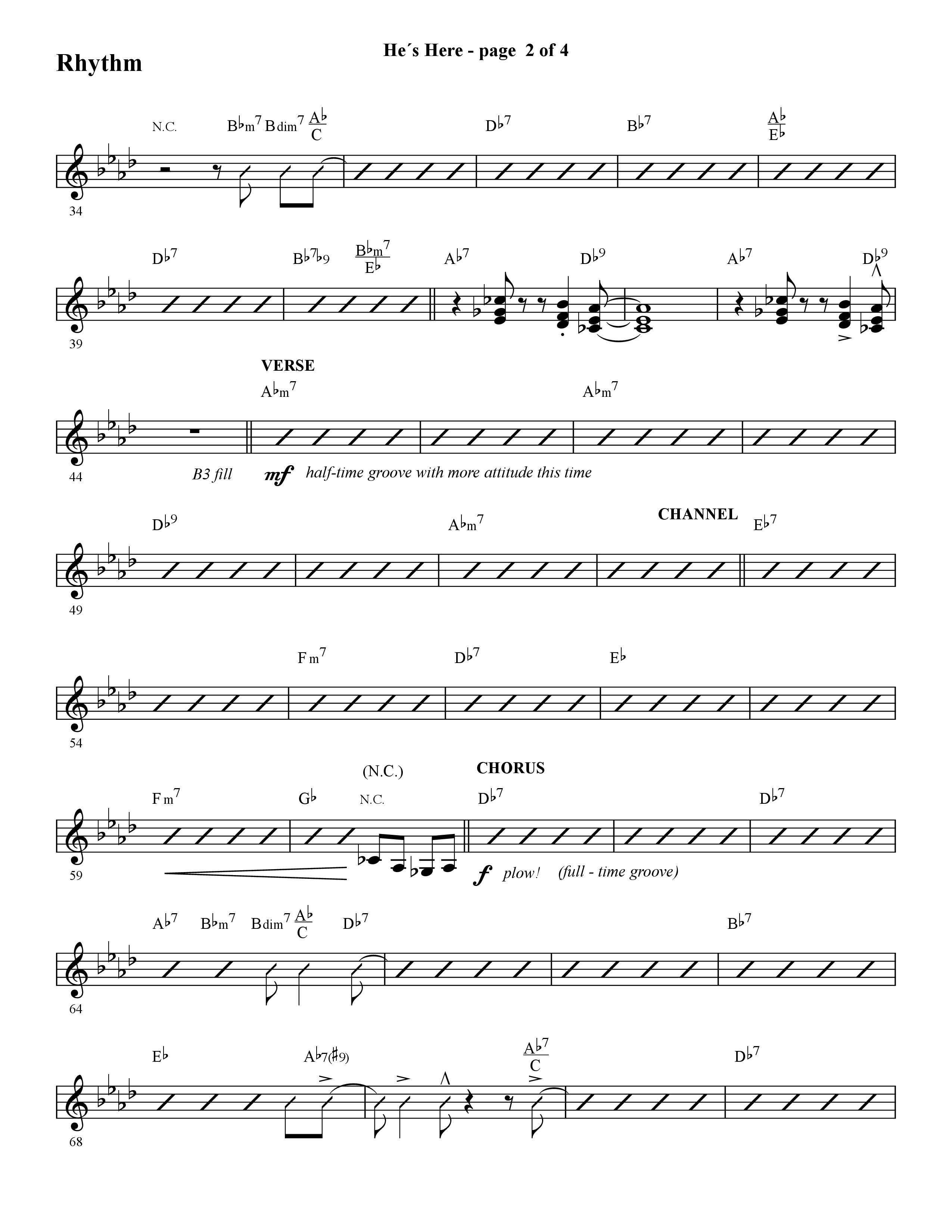 He's Here (Choral Anthem SATB) Rhythm Chart (Lifeway Choral / Arr. Cliff Duren)