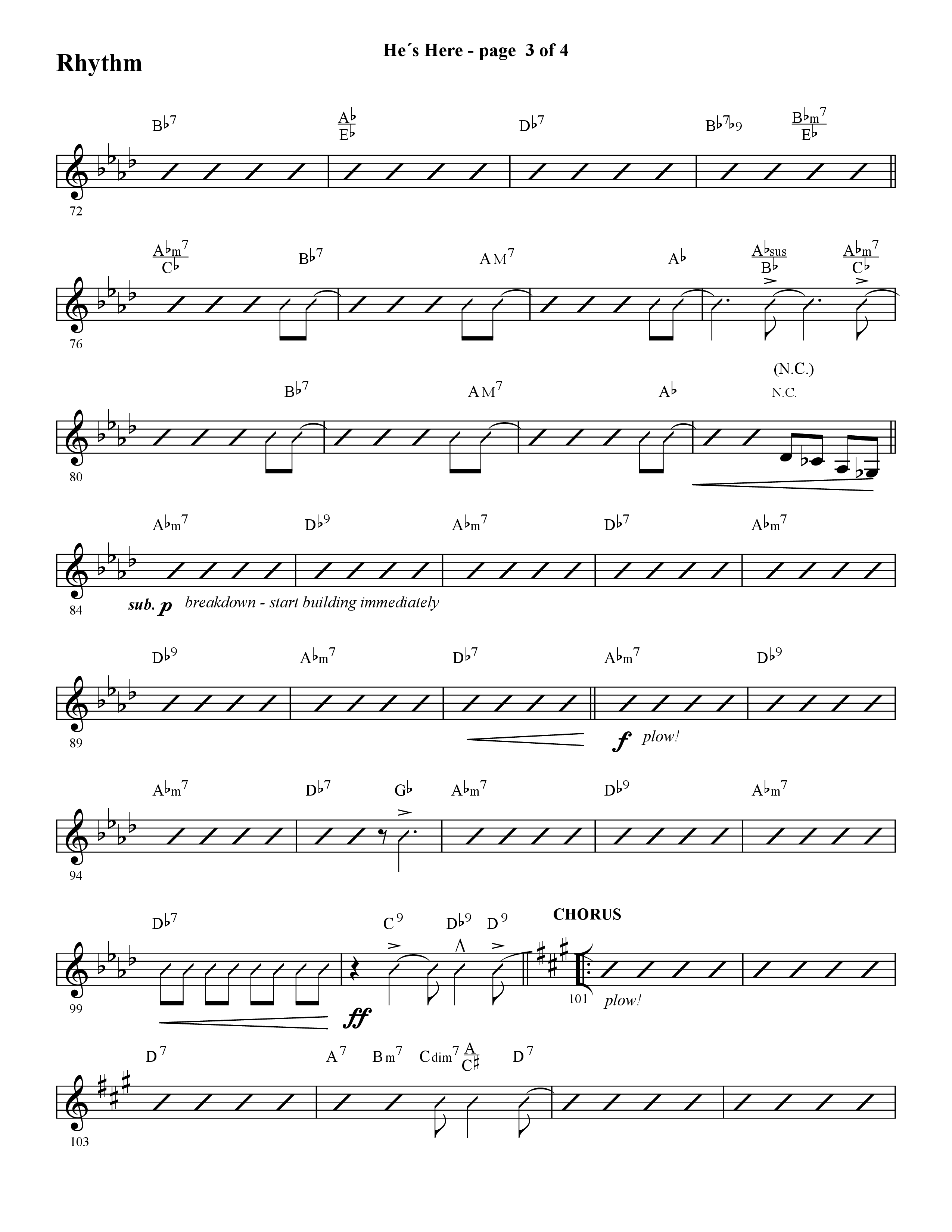 He's Here (Choral Anthem SATB) Rhythm Chart (Lifeway Choral / Arr. Cliff Duren)