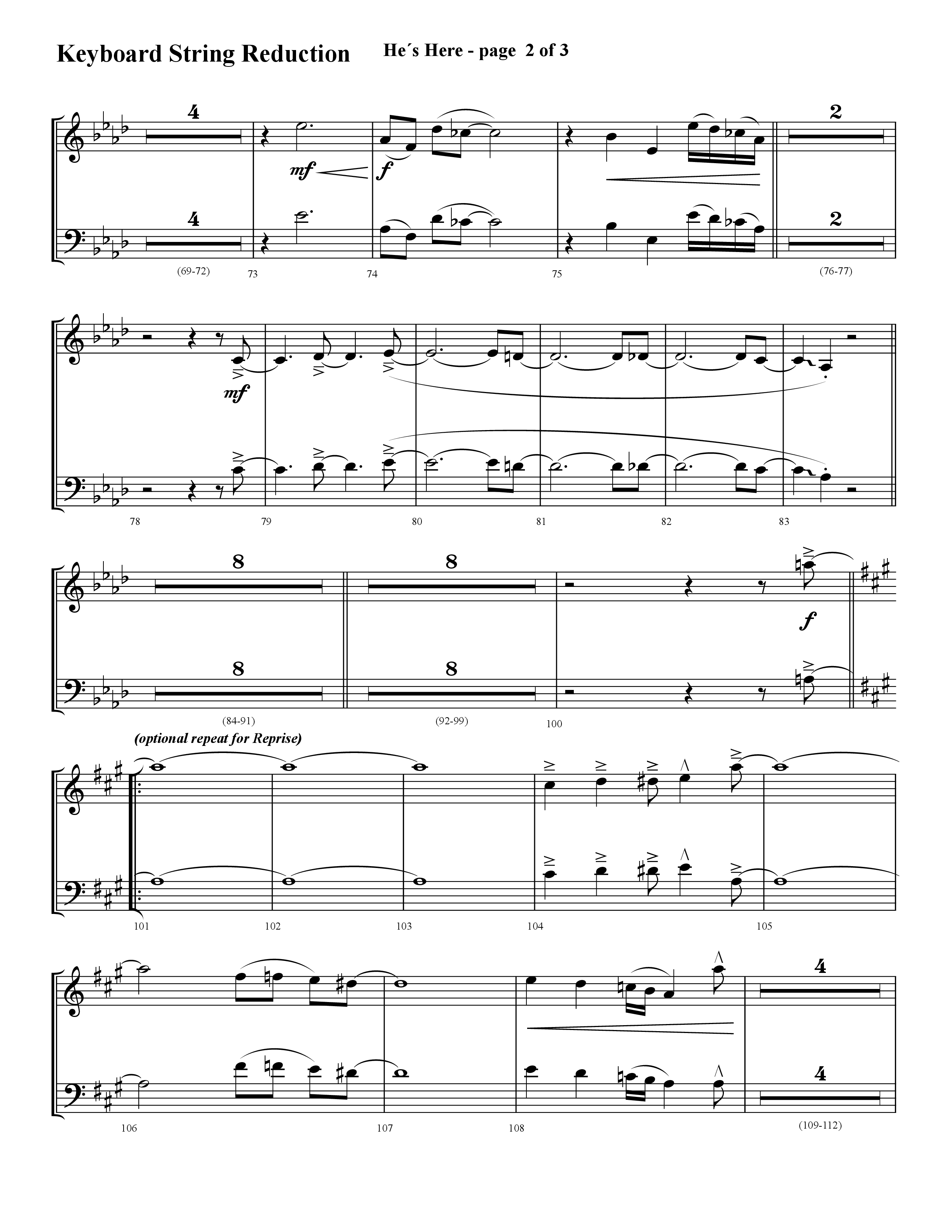 He's Here (Choral Anthem SATB) String Reduction (Lifeway Choral / Arr. Cliff Duren)