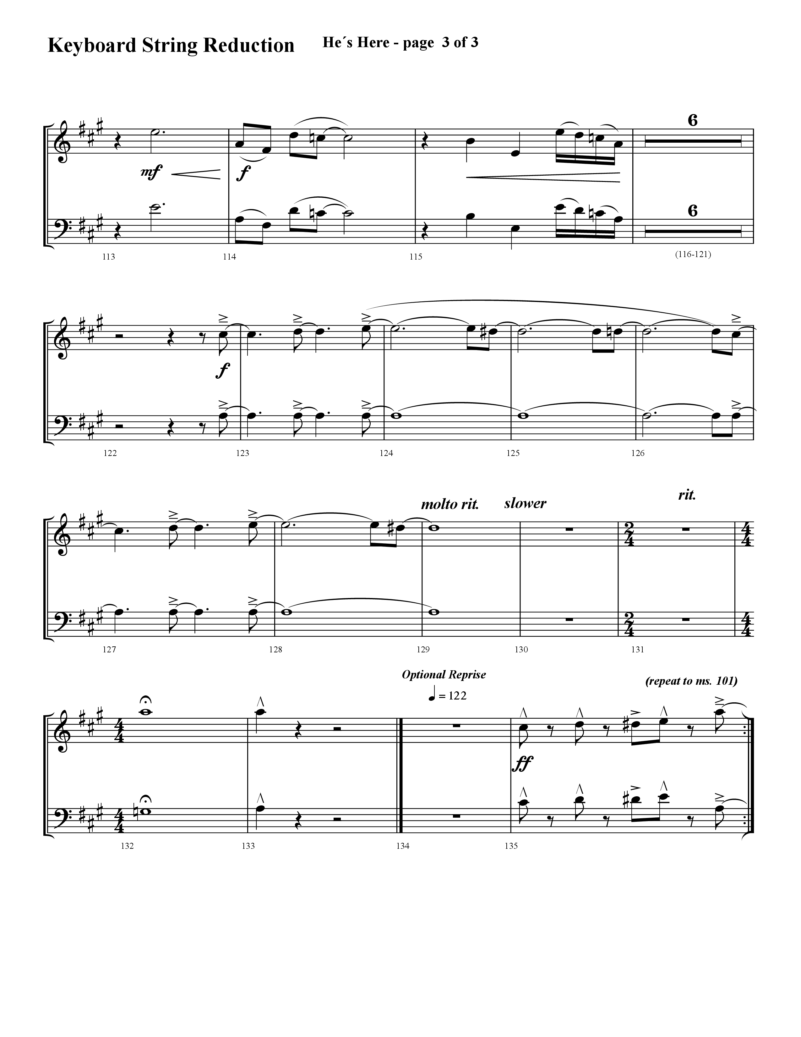 He's Here (Choral Anthem SATB) String Reduction (Lifeway Choral / Arr. Cliff Duren)