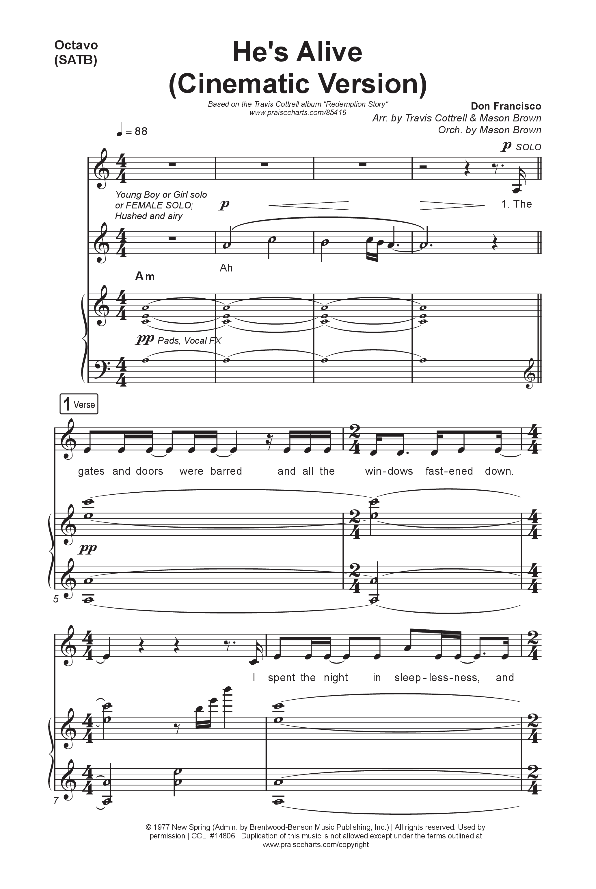 Redemption Story (9 Song Choral Collection) Song 4 (Octavo SATB) (Travis Cottrell)