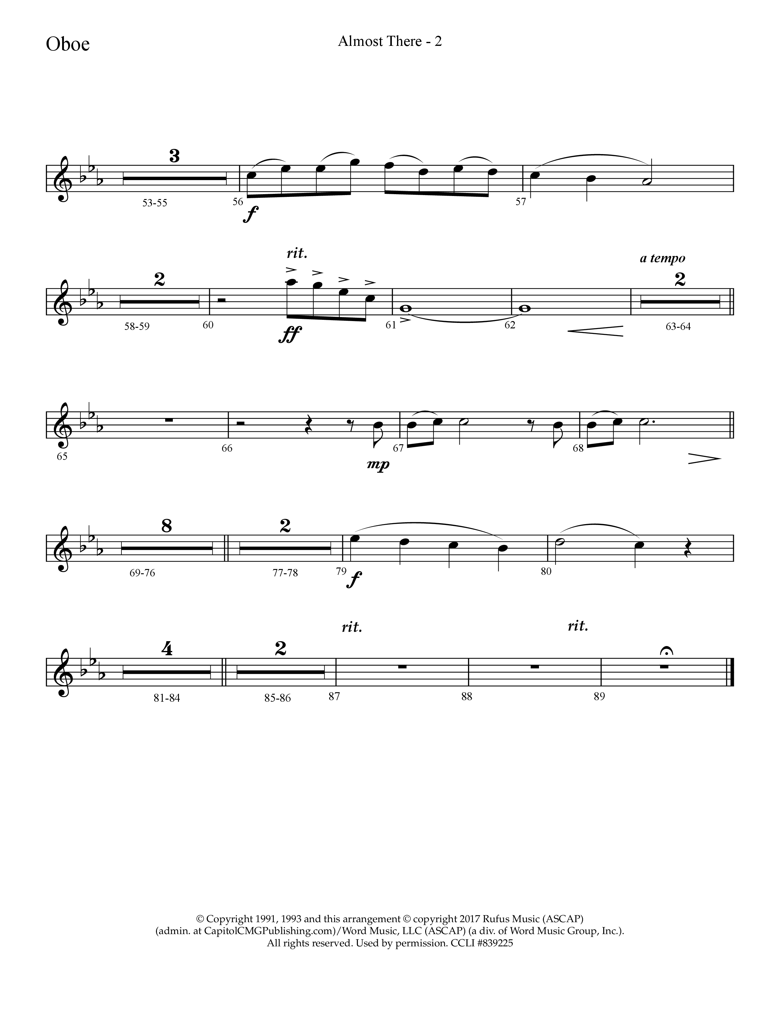 Almost There (with Mary Did You Know) (Choral Anthem SATB) Oboe (Lifeway Choral / Arr. Cliff Duren)